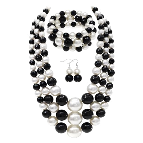 Black white pearl necklace