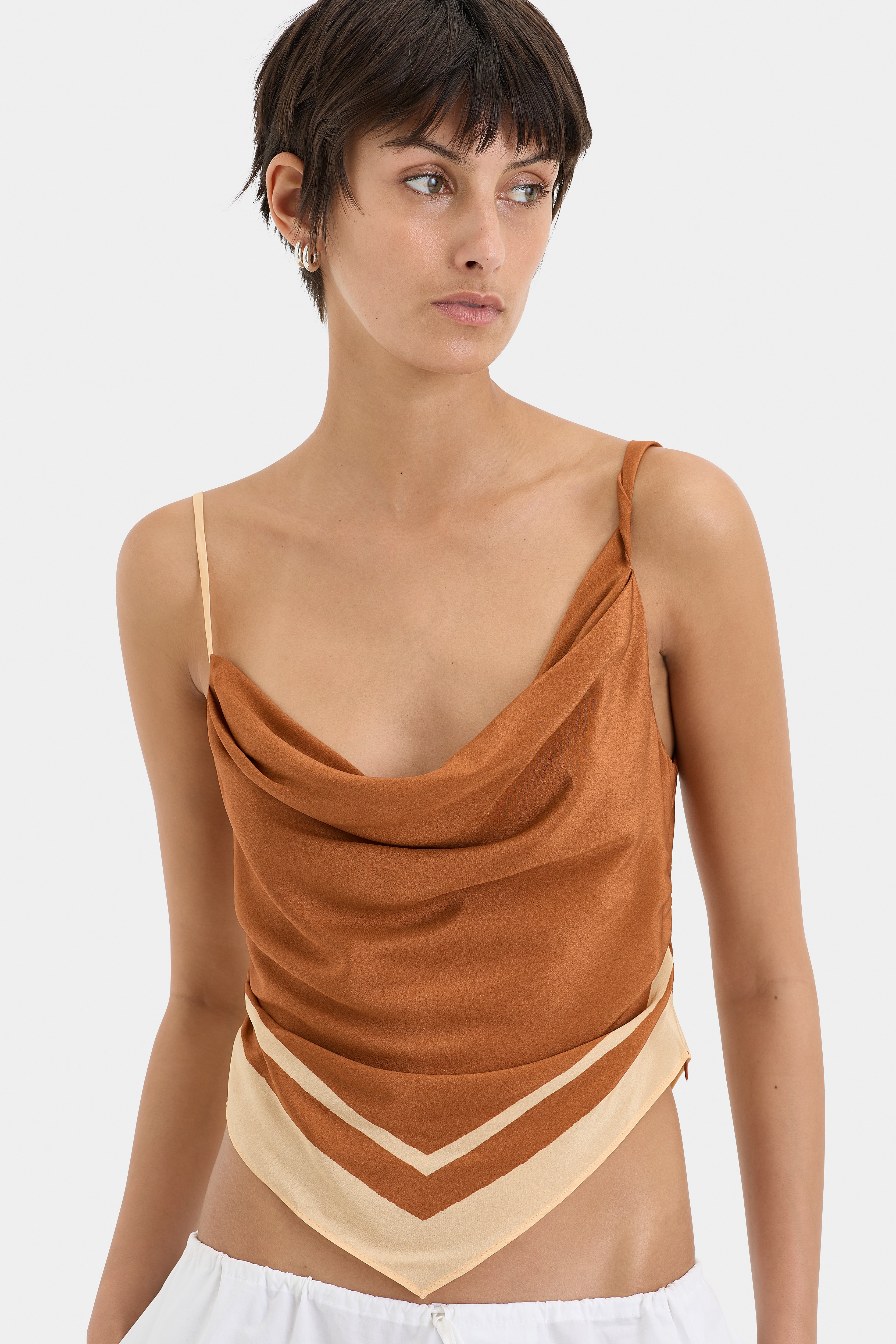 Soma Scarf Cami Top in Rust - Stylish Layering Piece for Women | Perfect for Casual Outfits, Date Nights & Office Wear
