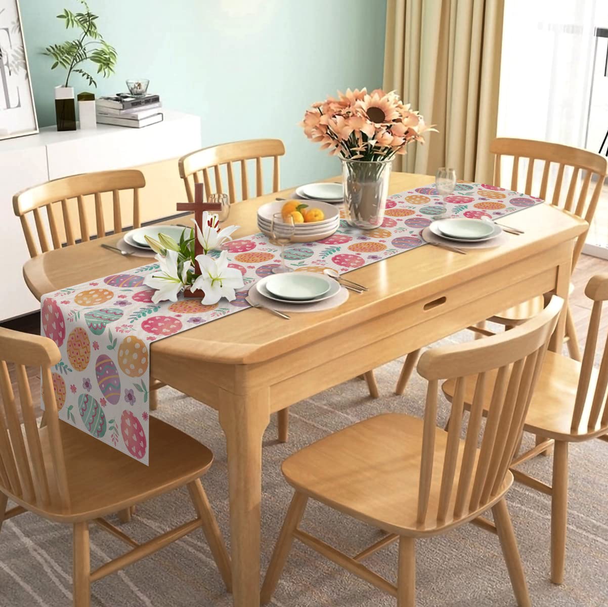 Nepnuser Linen Easter Table Runner - 13