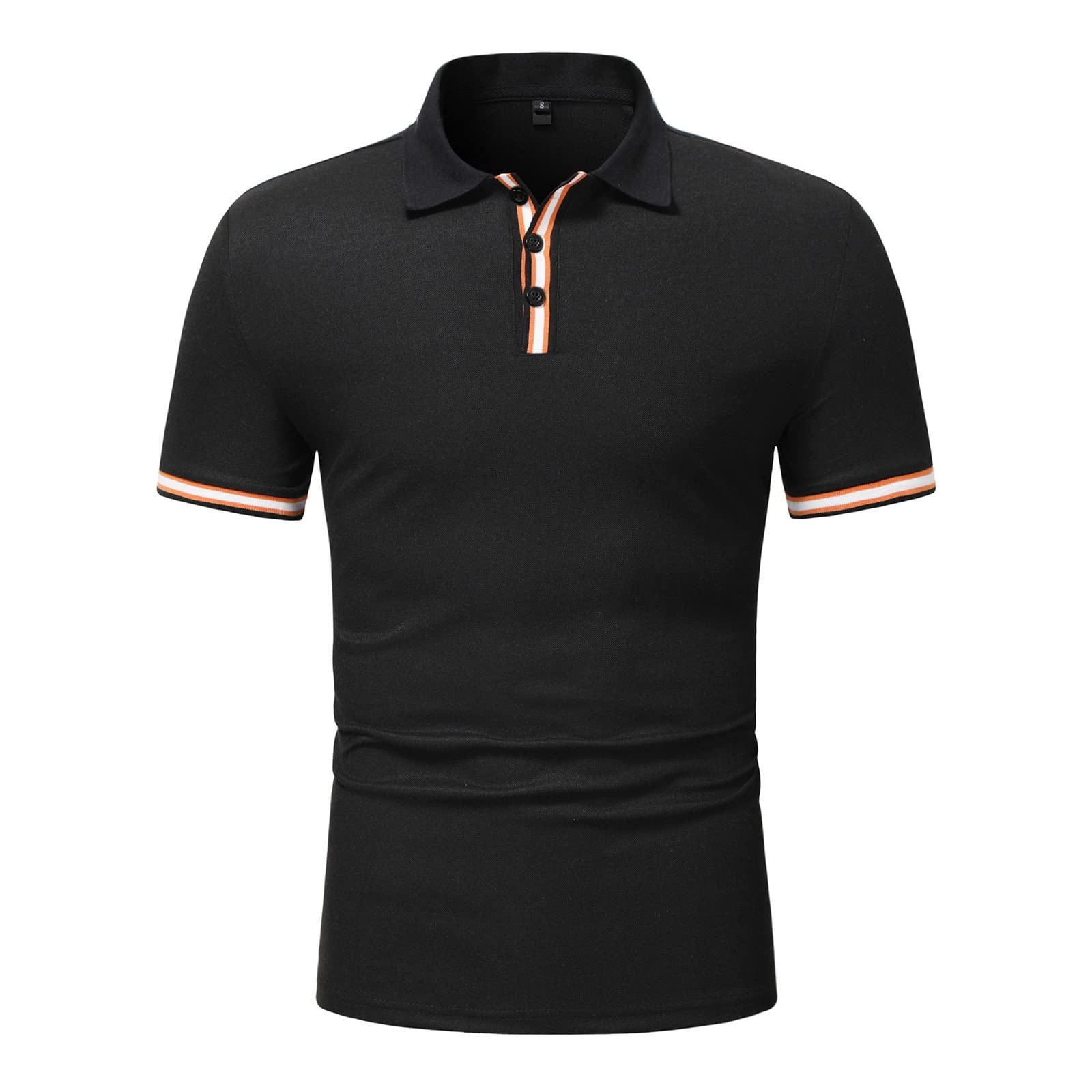 OSTELY Men's Regular-Fit Preppy Shirt - Black Short Sleeve Office Work Shirt with Lapel Collar | Professional Business Attire & Casual Wear for Men