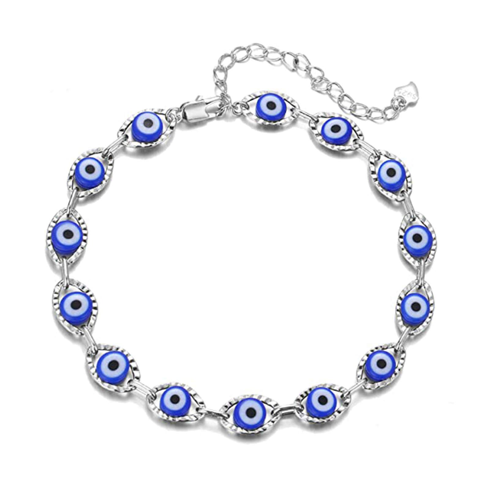 Blue Mini Evil Eye Ankle Bracelet for Women - 18K Gold Overlay Navy Anklet Jewelry for Teen Girls | Protection Charm for Summer Beach Vacation & Boho Fashion Accessory