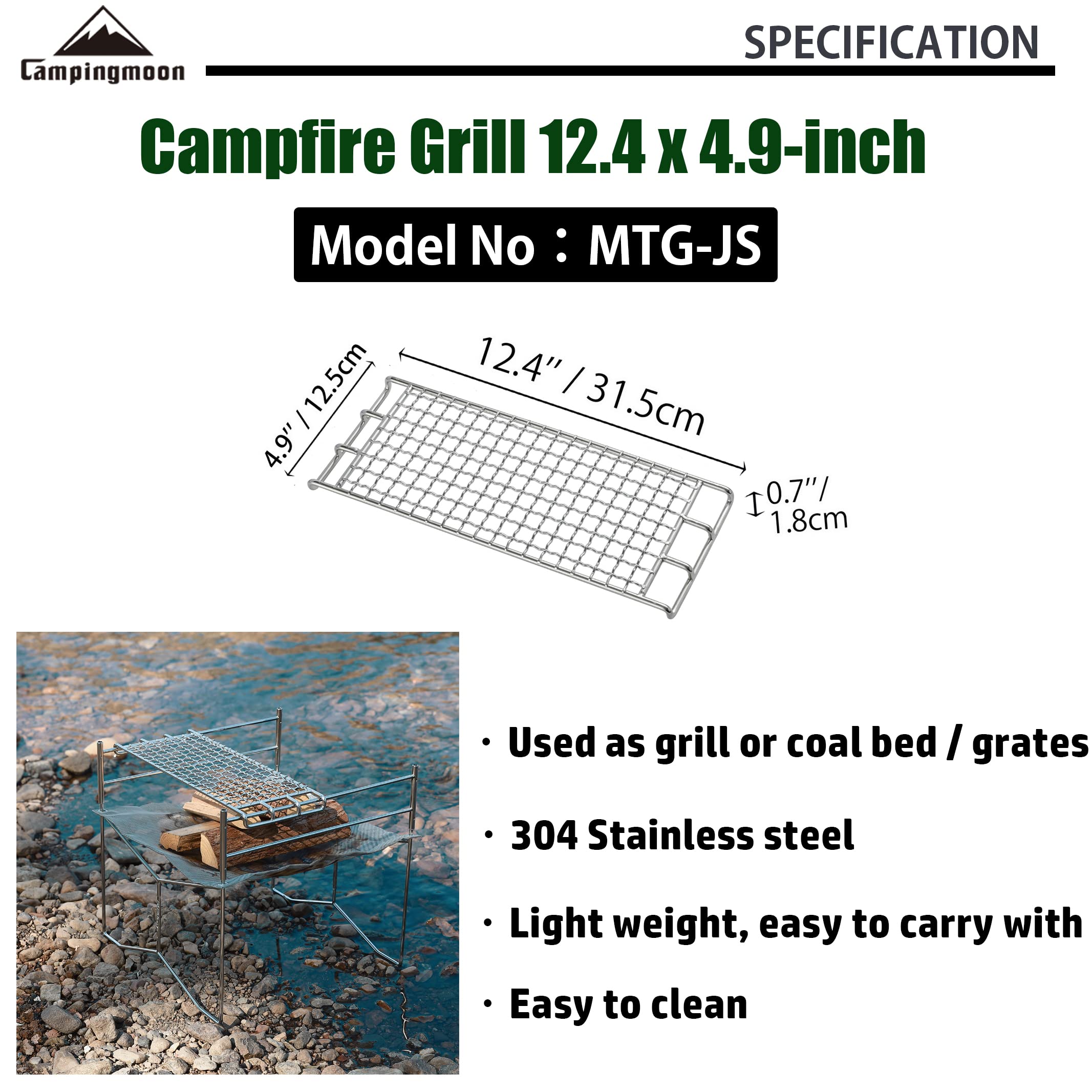 Premium 304 Stainless Steel Camping Stove Grill Grates - Heavy Duty Cooking Grills for Campfire, Open Fire & Outdoor Cooking | Compatible with MTG-G, MTG-2G, MTG-JS, MTG-JL Models | Perfect for Backpacking, RV Trips & BBQ Adventures