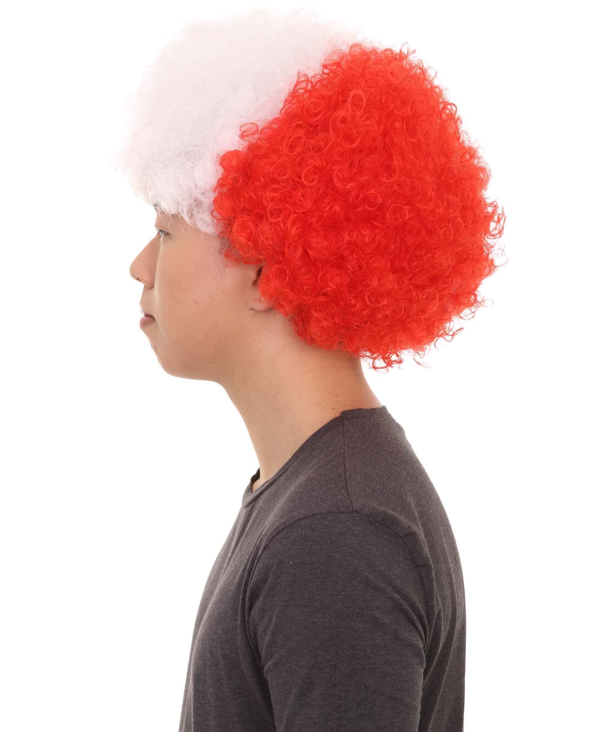 Patriotic Chile Flag Afro Wigs for Cosplay & National Pride - Colorful Curly Costume Wigs for Halloween, Independence Day & Themed Parties