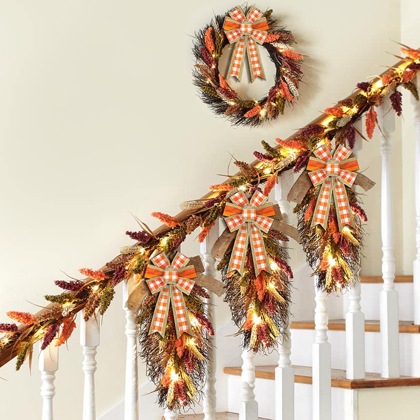 2pcs Fall Wreath Bows - Thanksgiving Decor for Home Indoor/Outdoor