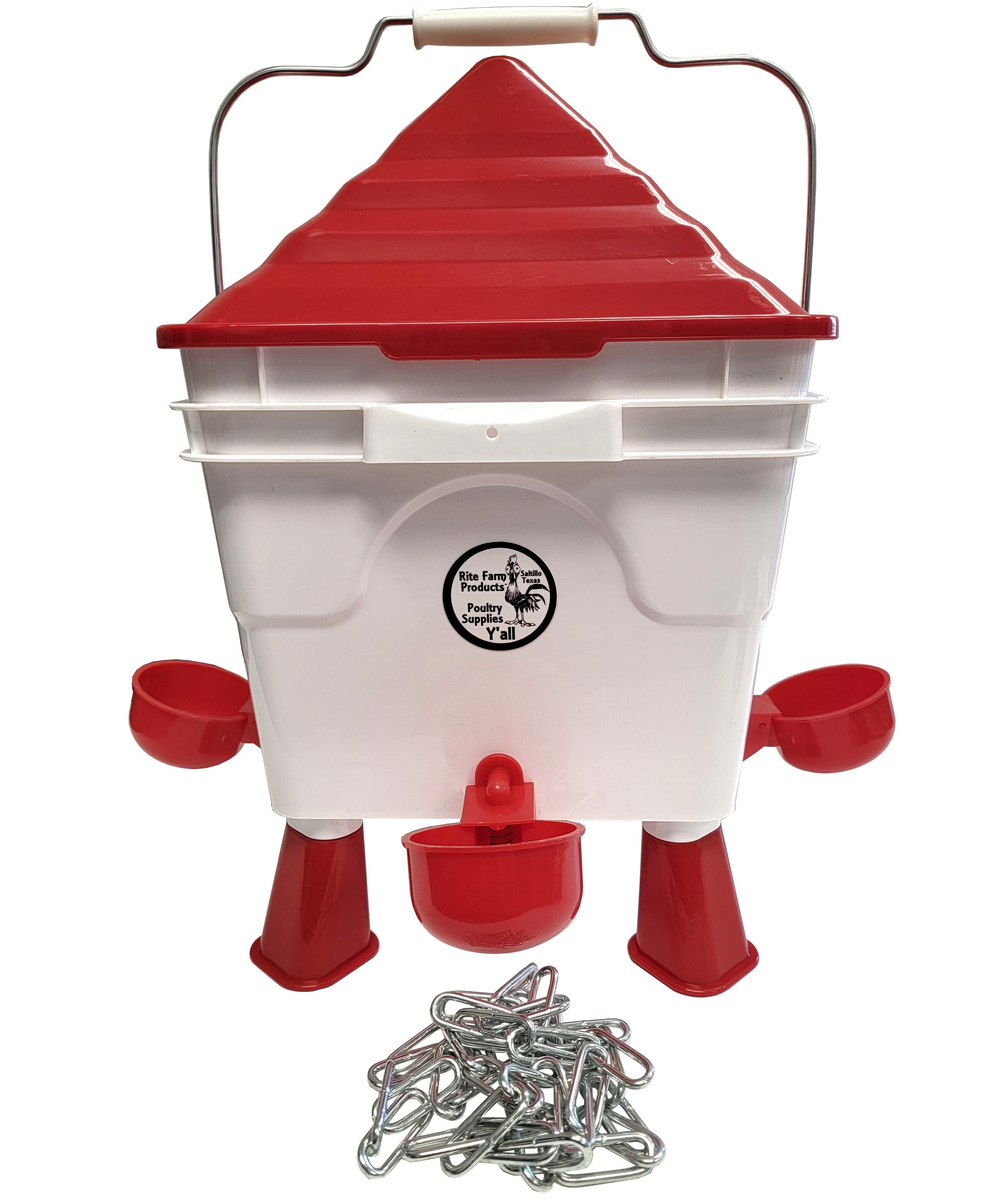 Rite Farm Products 13.5 LB Chicken Feeder with 4 Ports & 2.2 Gallon Poultry Waterer Set - Durable Poultry Feeding System for Backyard Chickens, Coops, and Small Farms