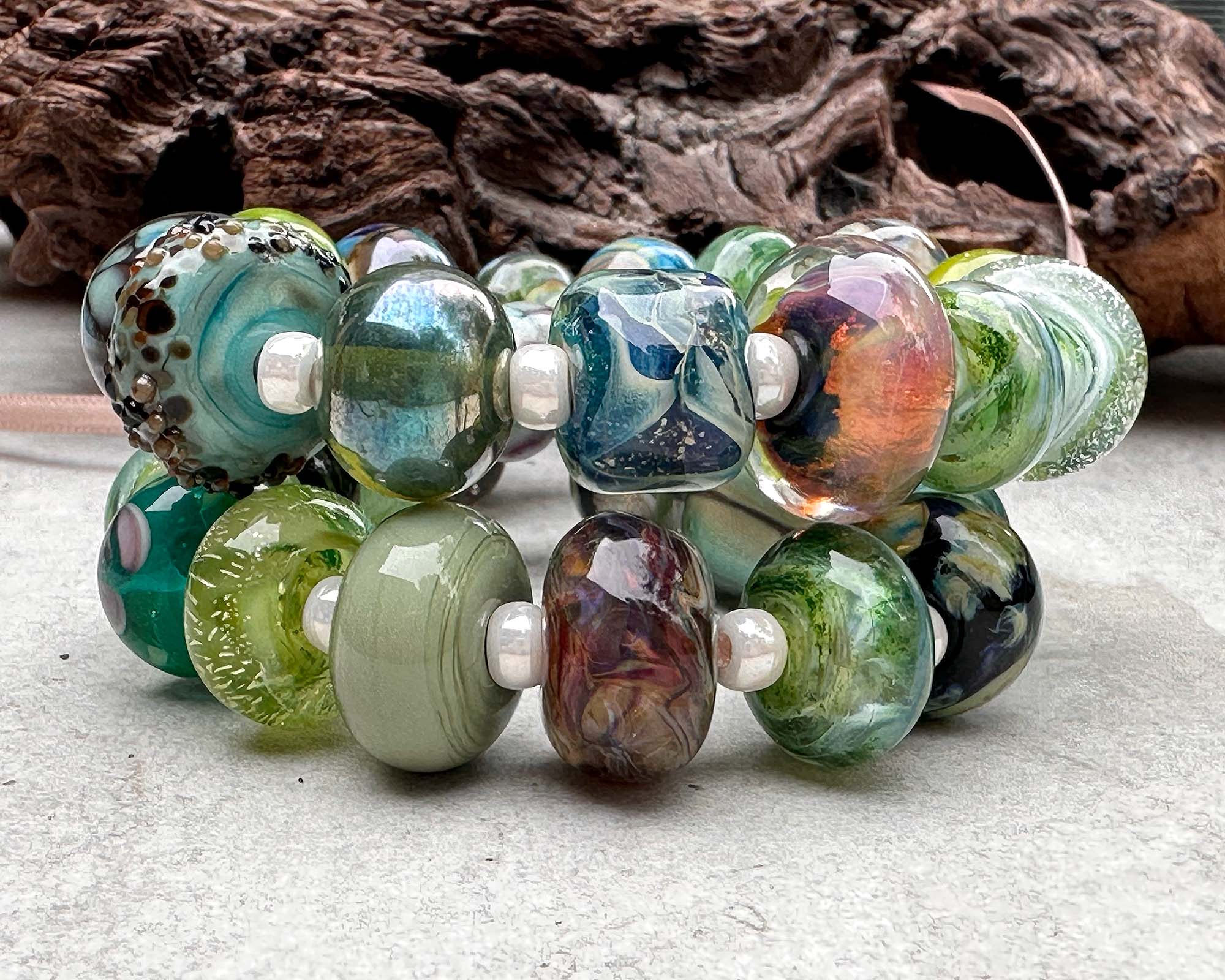 29 Handmade Green Orphan Mixed Lampwork Glass Beads for Jewelry Making - DIY Necklace, Bracelet & Craft Projects (SRA)