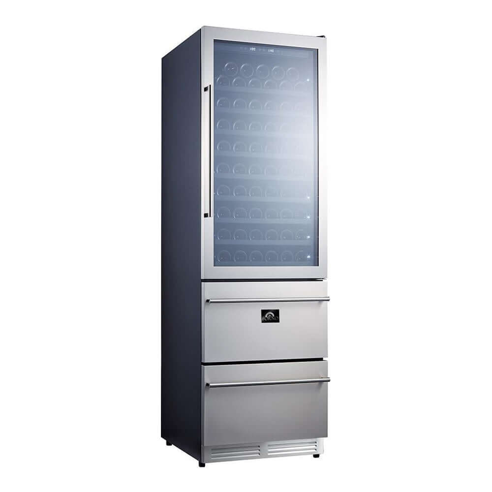 24 Inch Dual Zone Wine Cooler Refrigerator - 6.25 cu.ft Capacity, Holds 108 Bottles (FWCDR6628 24S) - Perfect for Home Bars, Restaurants, and Wine Cellars