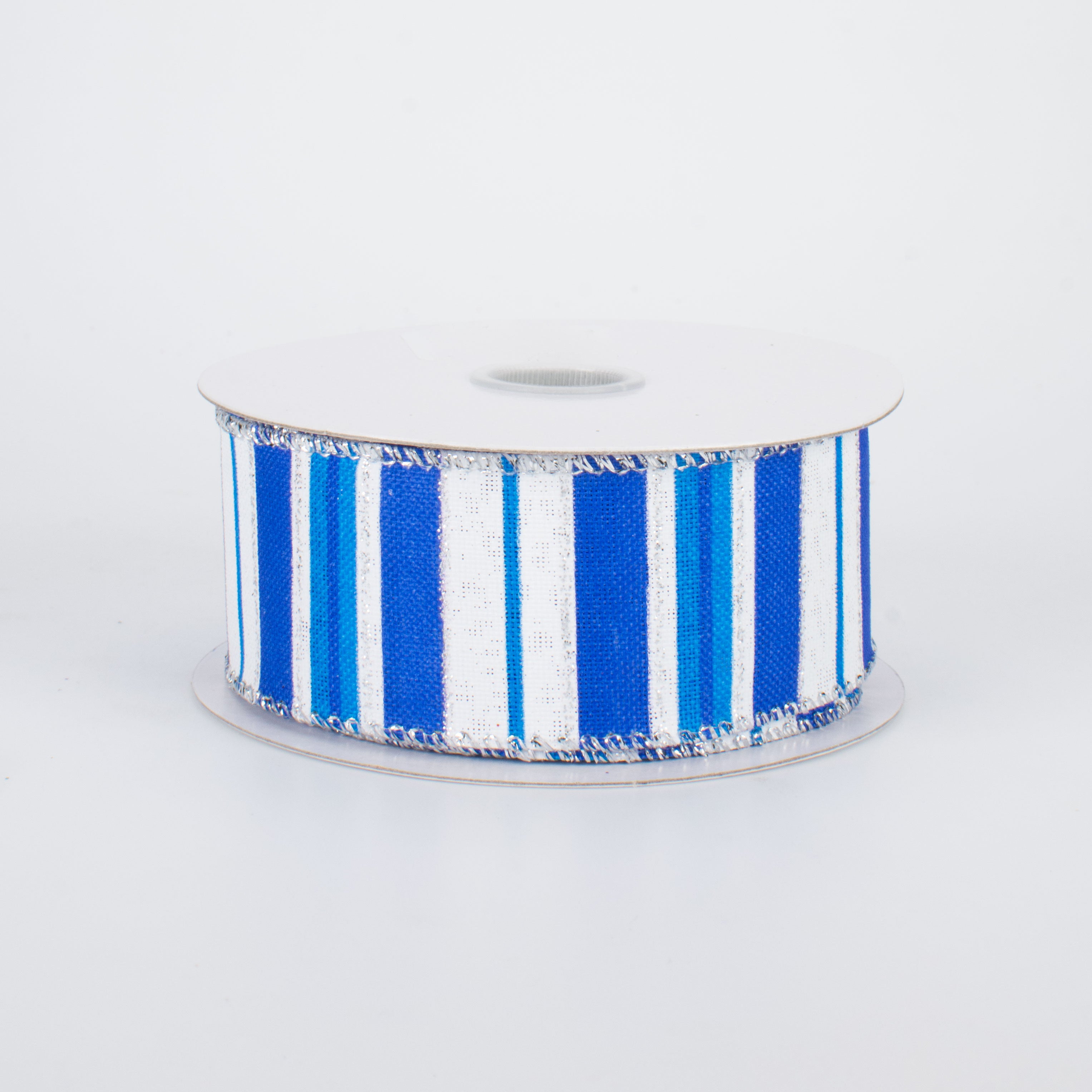 1.5 Inch Glittered Stripes Canvas Ribbon - Bright Blue (10 Yards) for Gift Wrapping, DIY Crafts, Scrapbooking & Party Decorations