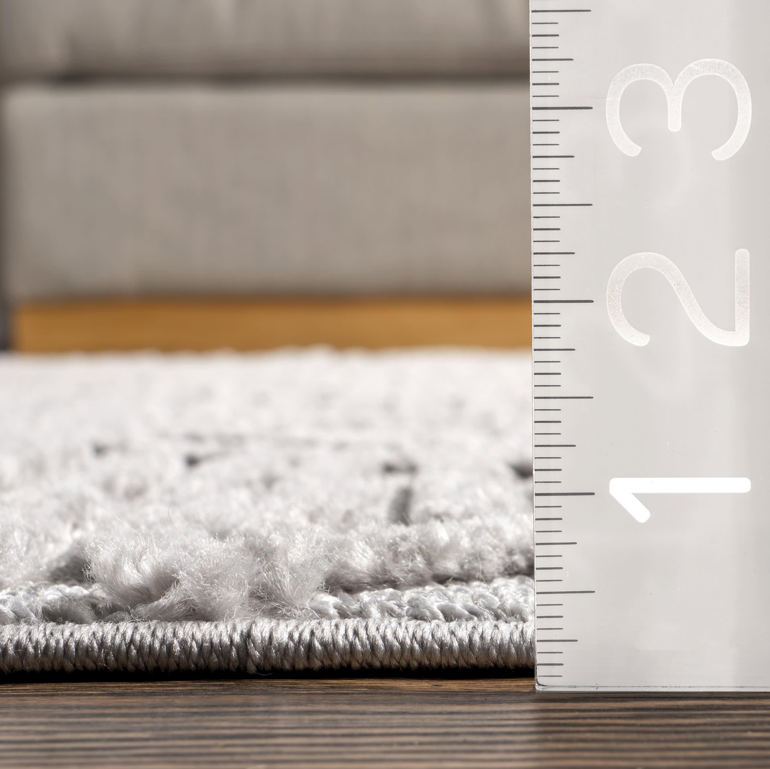 Balboa Textured Tile Rug - Soft Non-Slip Bathroom Mat, Grey Washable Shaggy Carpet for Living Room Bedroom Decor - Perfect for Cozy Home & Spa Style Bathrooms