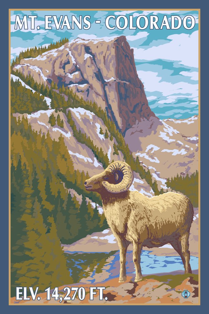 Mt. Evans Colorado Bighorn Sheep 24x36 Signed Art Print - Premium Wall Decor Poster for Living Room, Office & Home Decoration