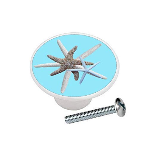 Turquoise Starfish Ceramic Drawer Knobs - Beach Decor for Cabinets