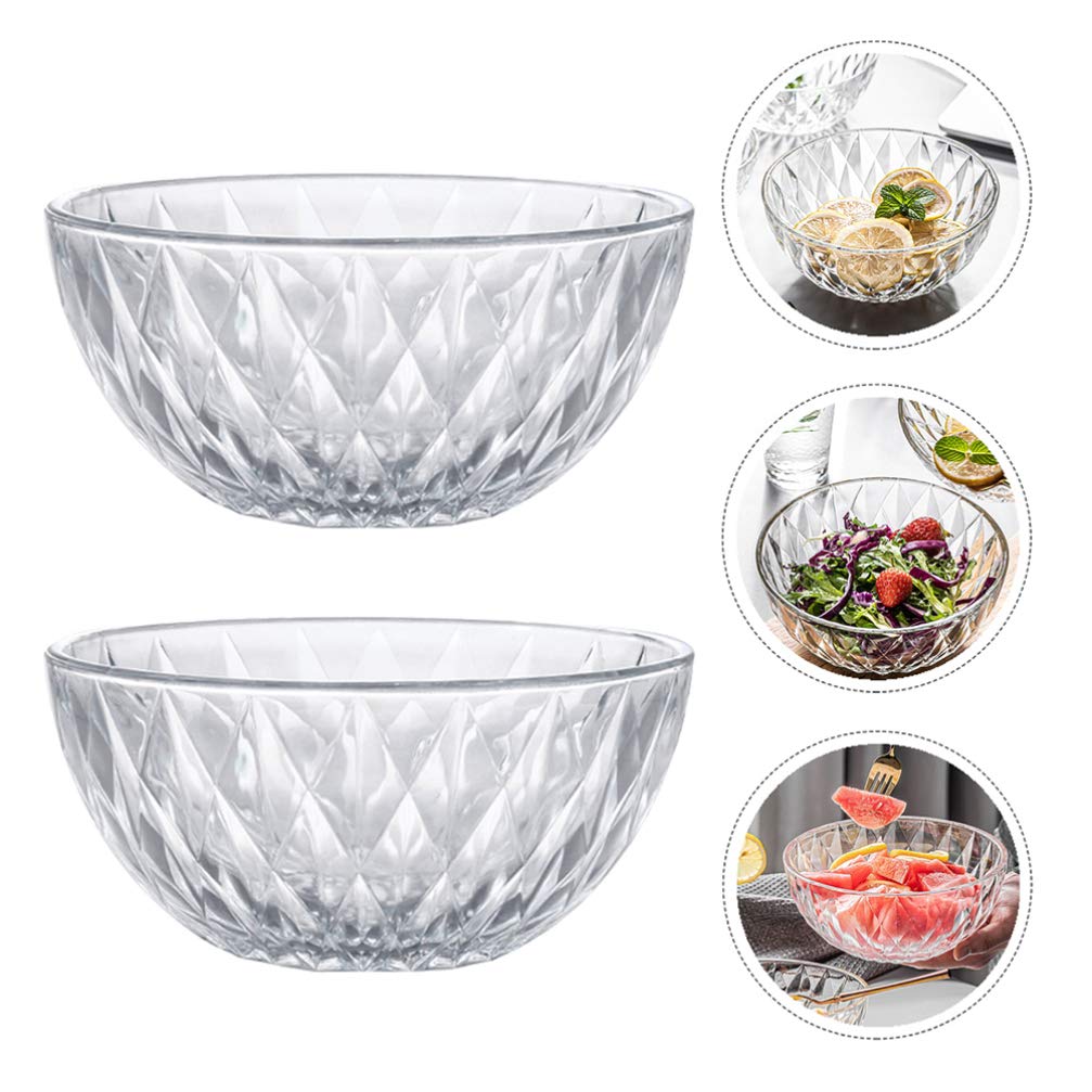 Cabilock 1pc Glass Salad Bowl - Fruit & Vegetable Serving Bowl for Kitchen, Dining, Party - Durable Food Container for Salads, Snacks, Meals - Perfect for Home, Restaurants & Outdoor Picnics