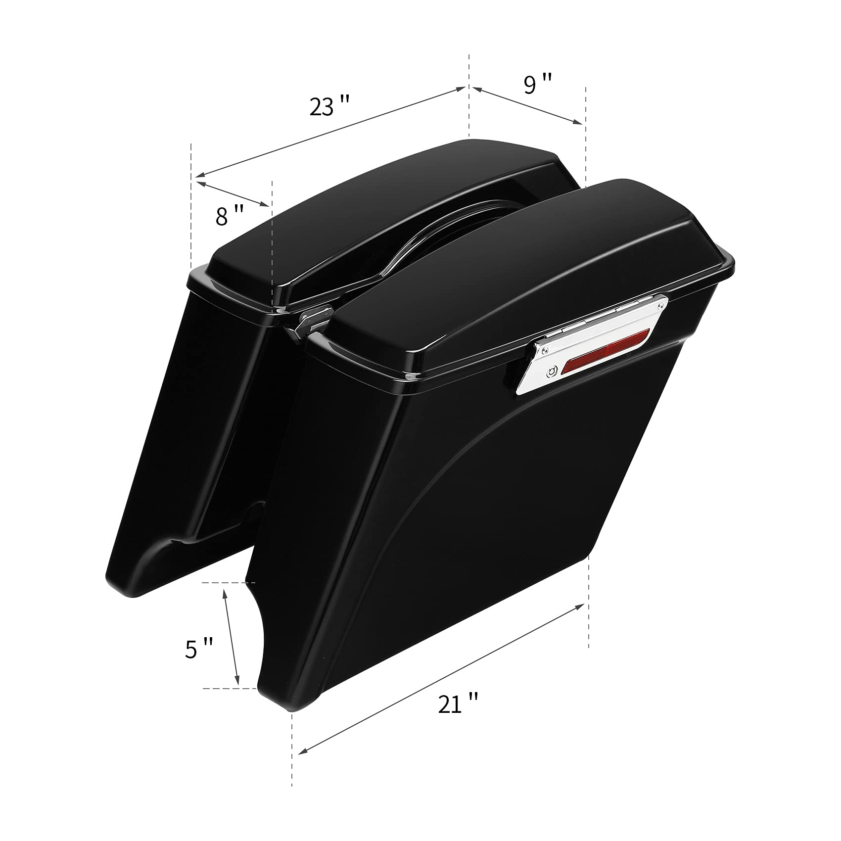 XFMT 5 Inch Vivid Black Stretchable Saddlebags with Lockable Lids & Keys - Compatible with Harley Touring FLH/FLT Electra Glide, Road King, Ultra Street (1993-2013 Models) - Perfect for Motorcycle Storage & Long-Distance Travel Accessories