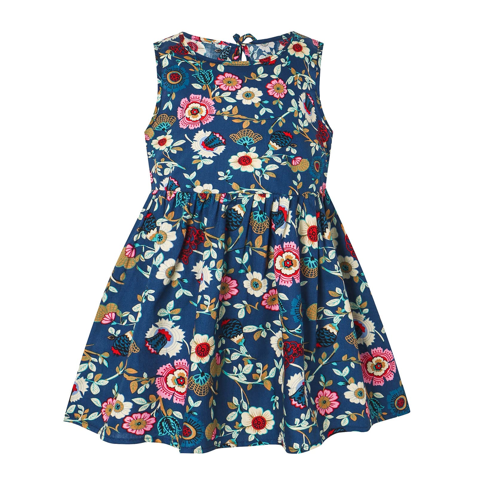 Girls Sleeveless Summer Swing Dress - Floral Print Casual Sundress for Kids | Perfect for Hawaiian Beach, Vacation & Outdoor Play