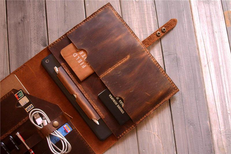 Personalized Engraved Brown Leather Padfolio Organizer - Professional Portfolio with Notepad Holder for Business, Office & Executive Gifts - Perfect for Meetings, Presentations & Corporate Events