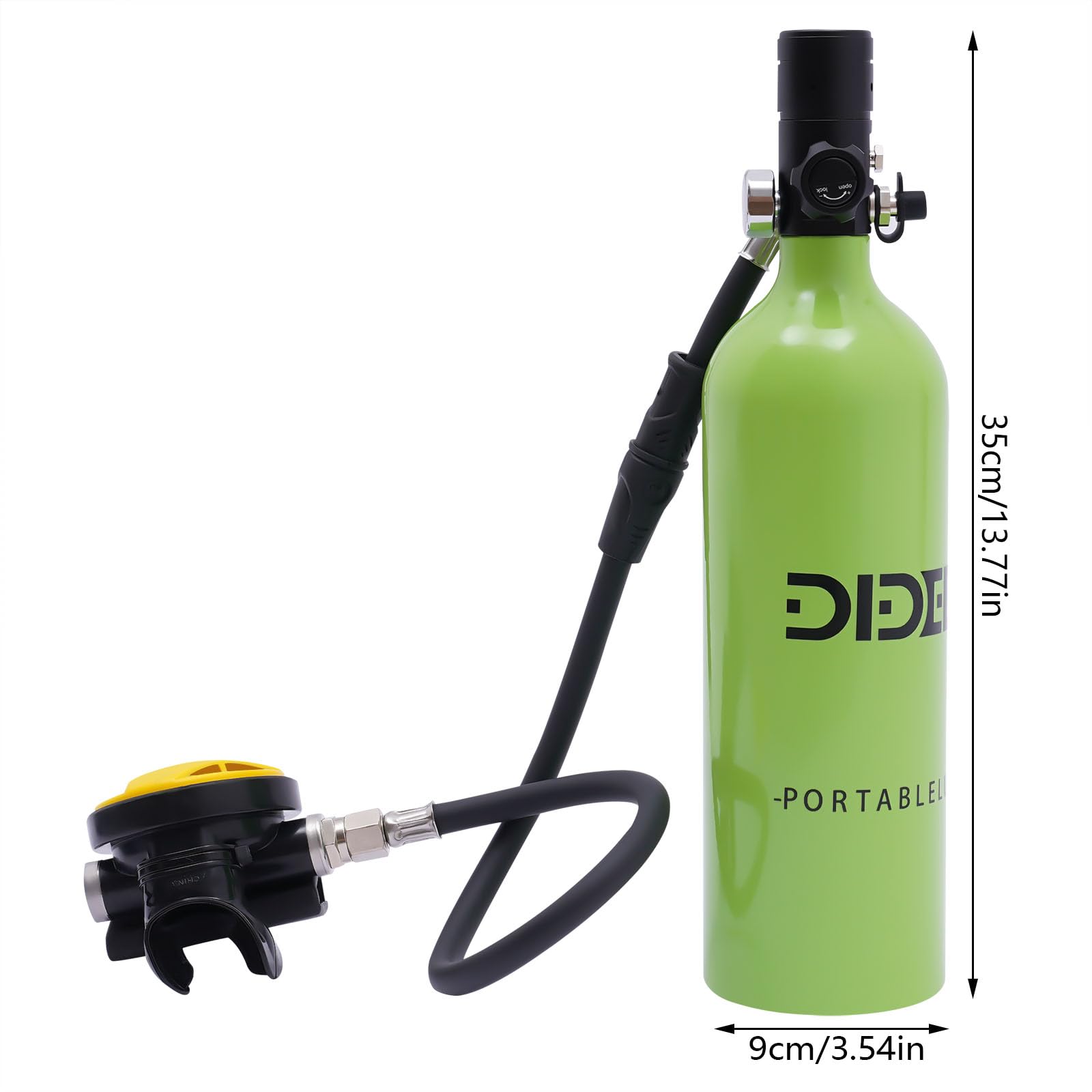 Refillable 1L Mini Scuba Tank with 15-20 Min Dive Time & 30ft Depth - Portable Oxygen Cylinder for Snorkeling, Diving & Emergency Use (Includes Carrying Strap) - Style 2
