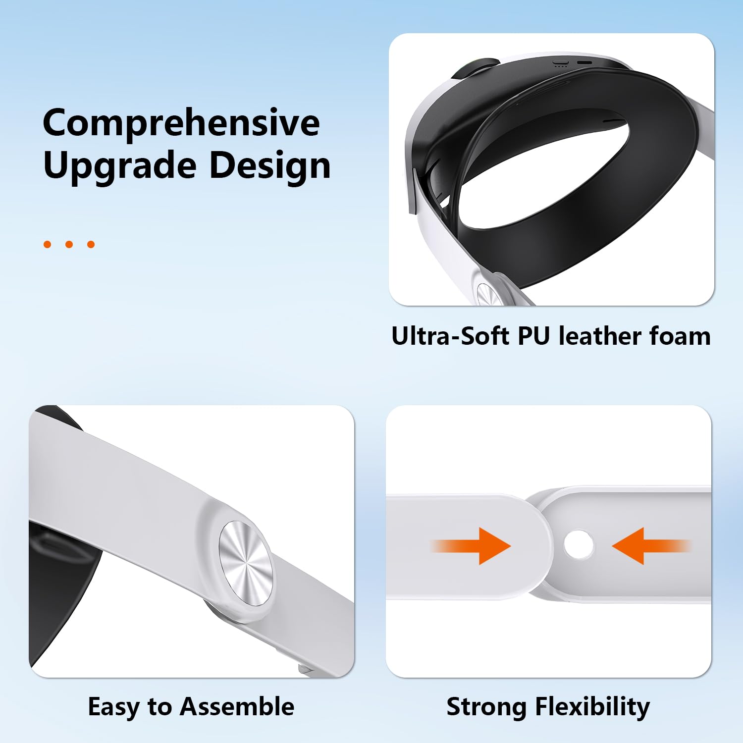 Foscomax RGB VR Head Strap for Oculus/Meta Quest 3/3S - 10000mAh Rechargeable Battery, Adjustable Elite Strap Extends Playtime 4-6 Hours - Compatible with Quest 3/3S Accessories - Perfect for Extended VR Gaming and Immersive Experiences