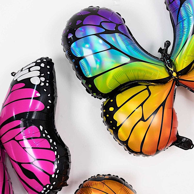6 Pack Assorted Butterfly Mylar Foil Balloons for Birthday Party Decorations, Baby Shower, Wedding & Special Events