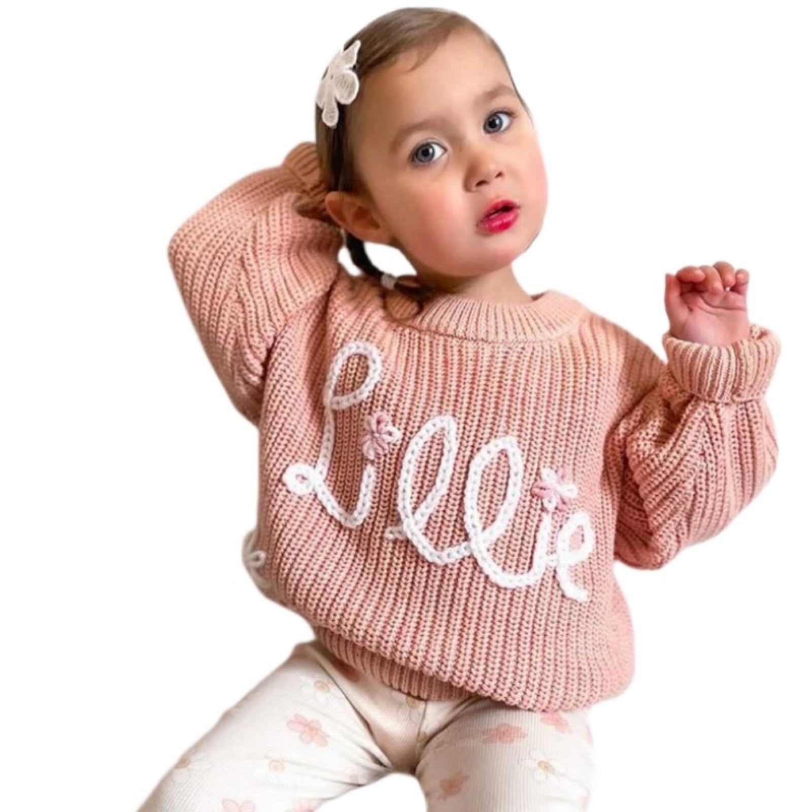 Custom Embroidered Baby Name Sweater - Personalized Oversized Jumper for Toddlers, Boys & Girls | Soft Christmas Gift for Kids | Perfect for Holiday Photos & Family Gatherings