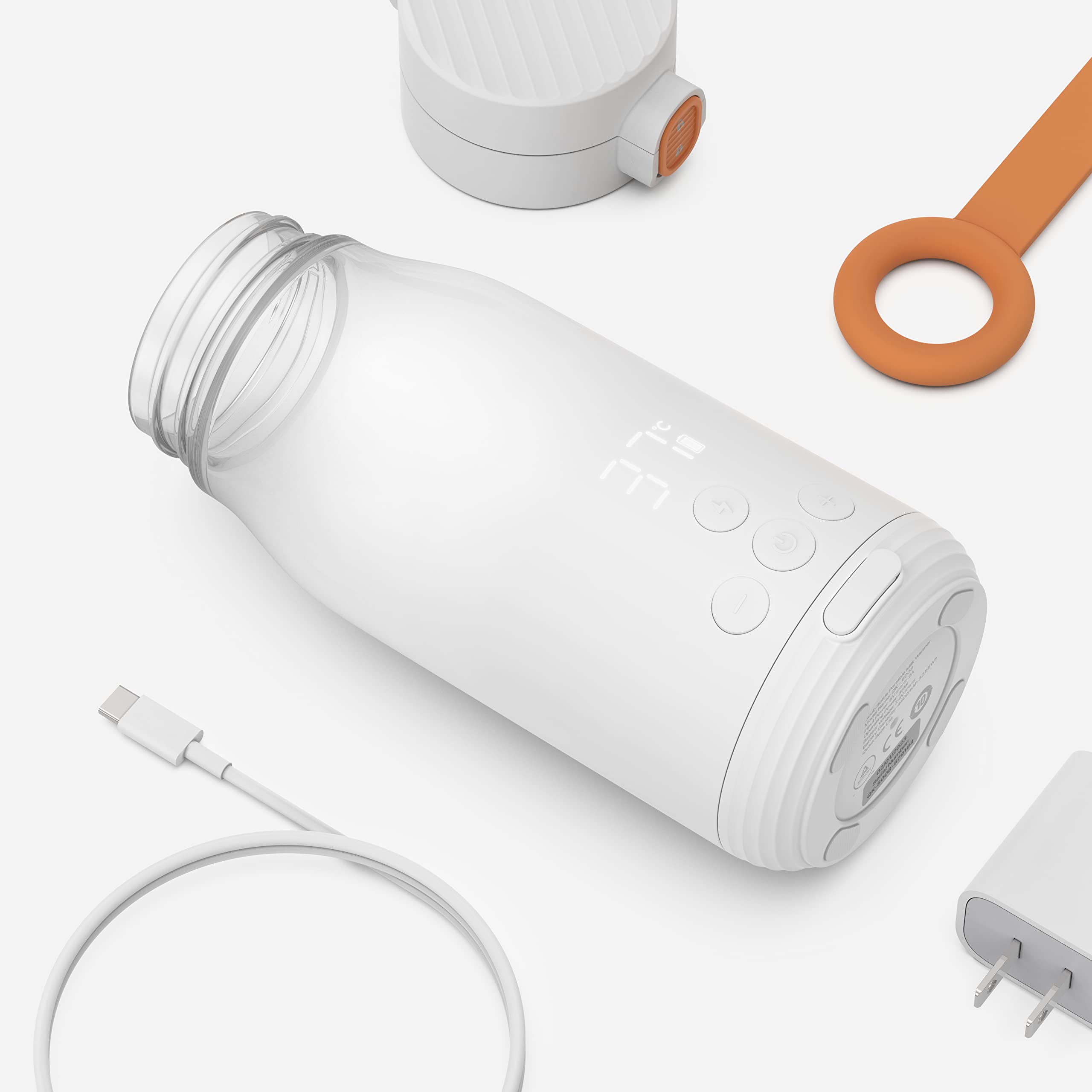 Quark BuubiBottle Portable USB Milk Warmer for Baby - Rechargeable Bottle Warmer for Breastmilk, Formula & Water with LED Display & Precise Temperature Control up to 122°F - Perfect for Travel, Home & On-the-Go Feeding
