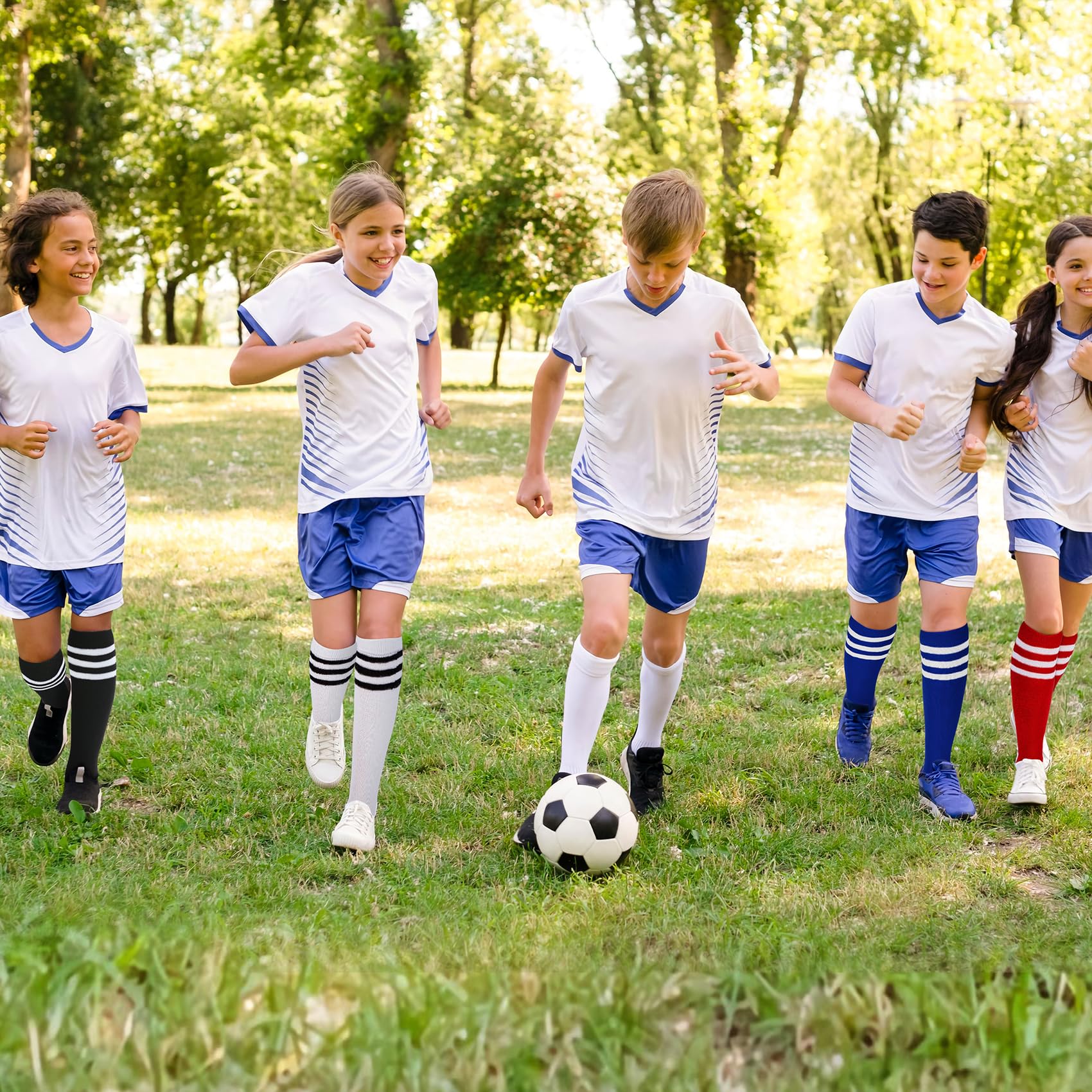 **Durio Kids Soft Cotton Toddler Soccer Socks for Boys & Girls - Breathable Youth Baseball Socks for Sports & Daily Wear**