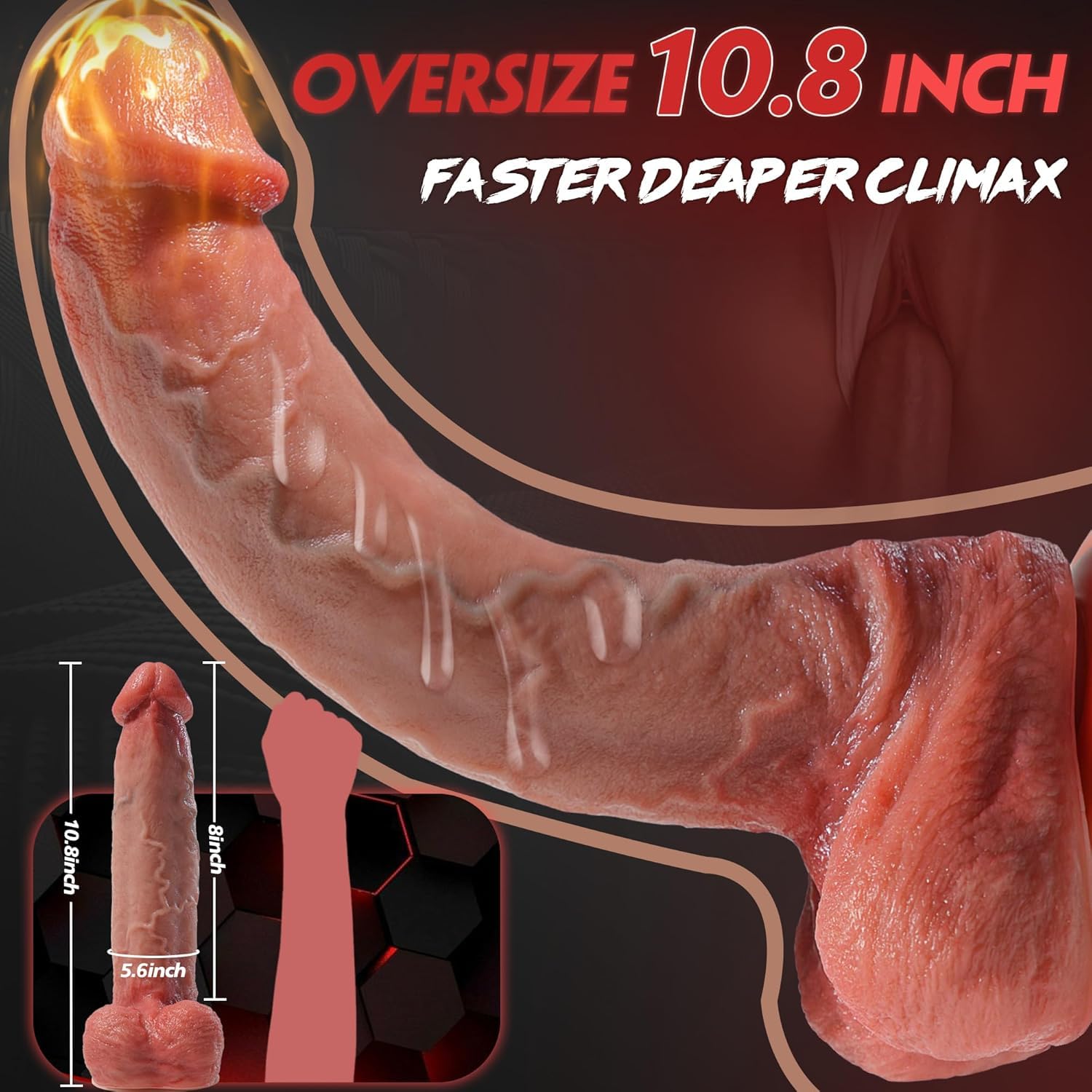 11 Inch Realistic Silicone Dildo with Strong Suction Cup - Extra Thick Adult Sex Toy for Women & Men - Flexible G-Spot Stimulator for Vaginal & Anal Play - Perfect for Couples, Solo Play & BDSM Scenes