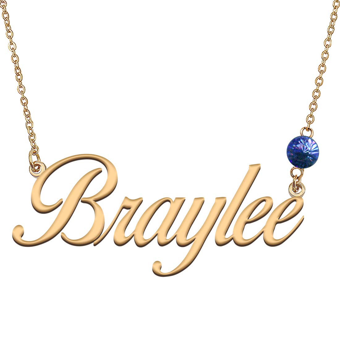 GR35Z9 Personalized Birthstone Name Necklace for Women - Custom Engraved Jewelry Gift for Mom, Wife, Daughter - Perfect for Birthdays, Anniversaries & Special Occasions