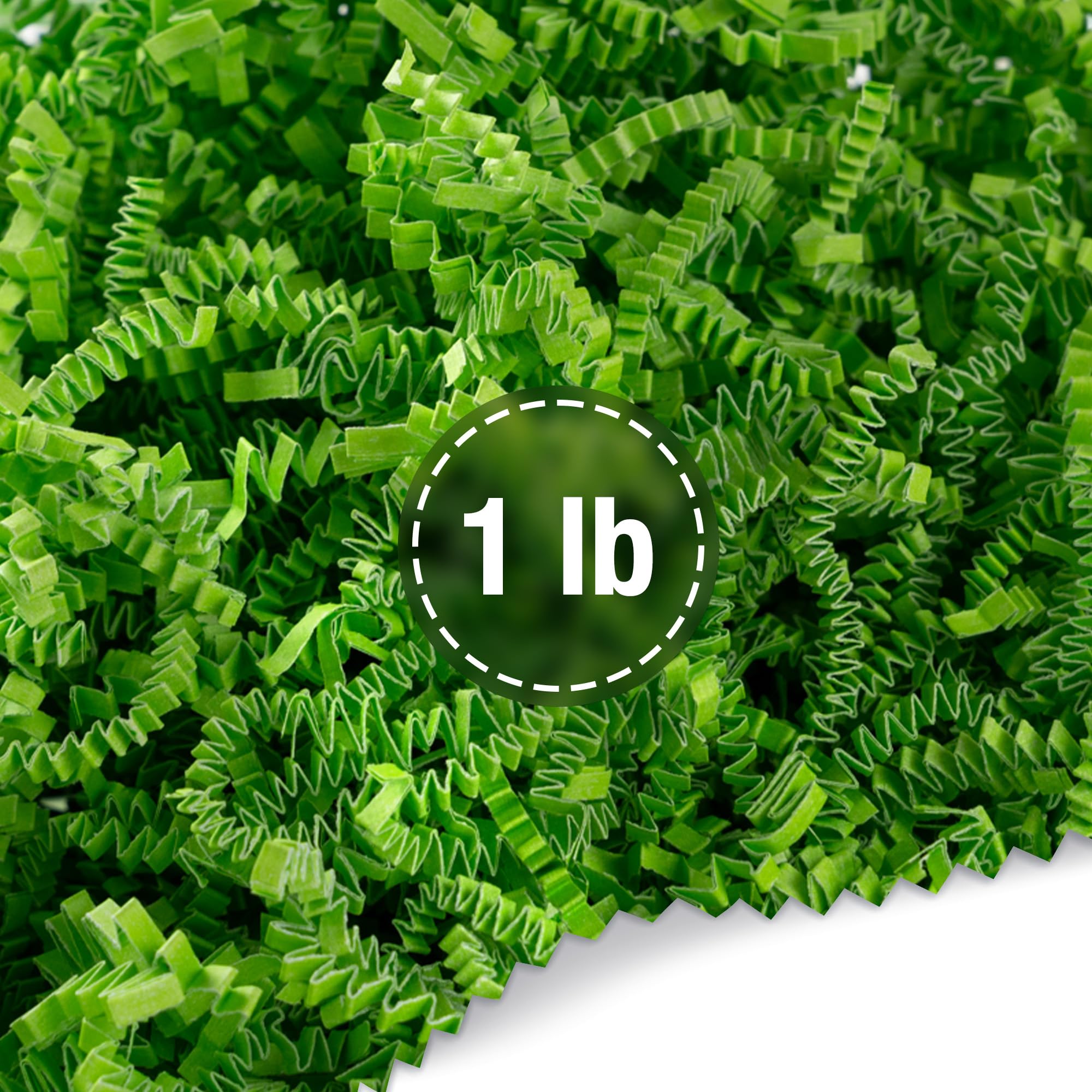 FRILLZ Crinkle Cut Paper Shred Filler - 1 Pound Lime Green Gift Basket Filling for Birthday, Wedding, Anniversary & Easter - Perfect for Gift Wrapping, Package Protection & Decorative Displays