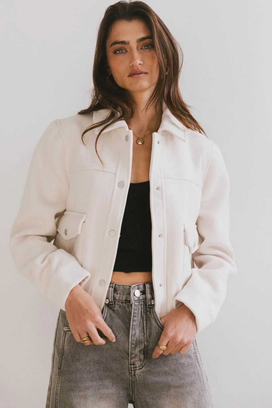 Nina Cream Wool Blend Jacket for Women - Cozy Winter Outerwear for Casual & Office Wear - FINAL SALE