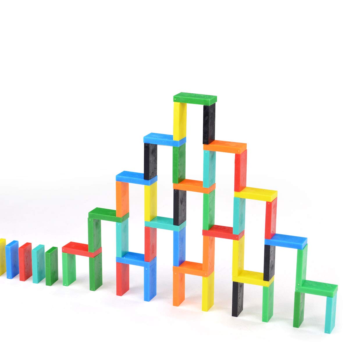 100pcs Bulk Plastic Dominoes Set - Educational STEAM Toy for Kids, Building, Stacking & Chain Reaction Games (Classic Colors) - Perfect for Classroom Activities, Birthday Parties & Family Game Nights