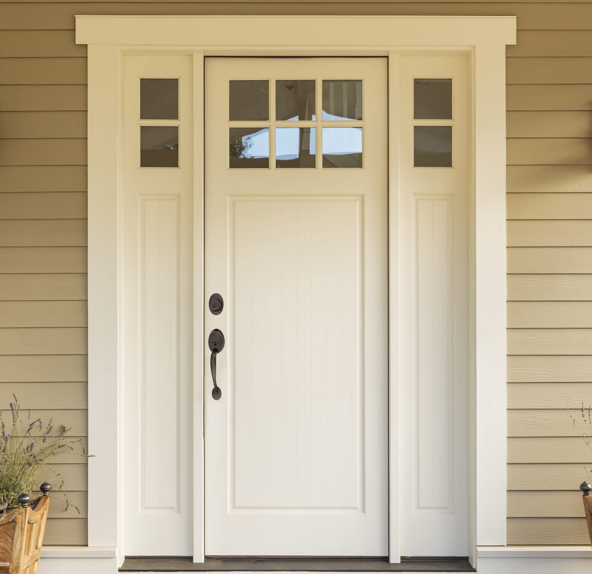 Design House 791681 Coventry Handleset with Ball Interior Knob & Single Cylinder Deadbolt - Oil Rubbed Bronze Finish for Front Door Security & Elegant Home Entryway
