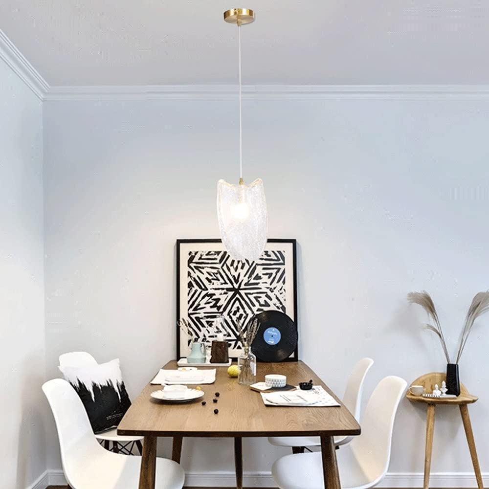 Modern LED Chandelier - Handmade Glass Pendant Light with Adjustable Brass Hanging Wire | Minimalist Ceiling Lamp for Living Room, Dining Room & Kitchen Decor | Perfect for Home Lighting & Interior Design