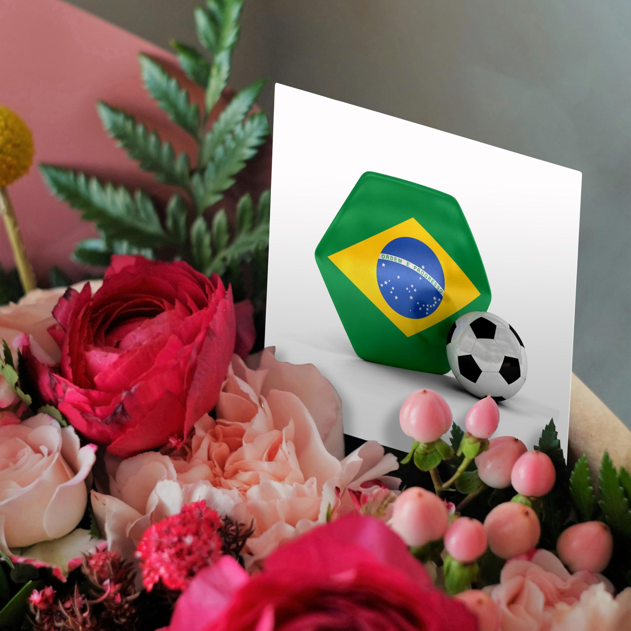 Brazil Soccer Ball Greeting Card - Handmade Illustration for Birthday, Christmas & Special Occasions - Perfect for Soccer Fans & Sports Lovers
