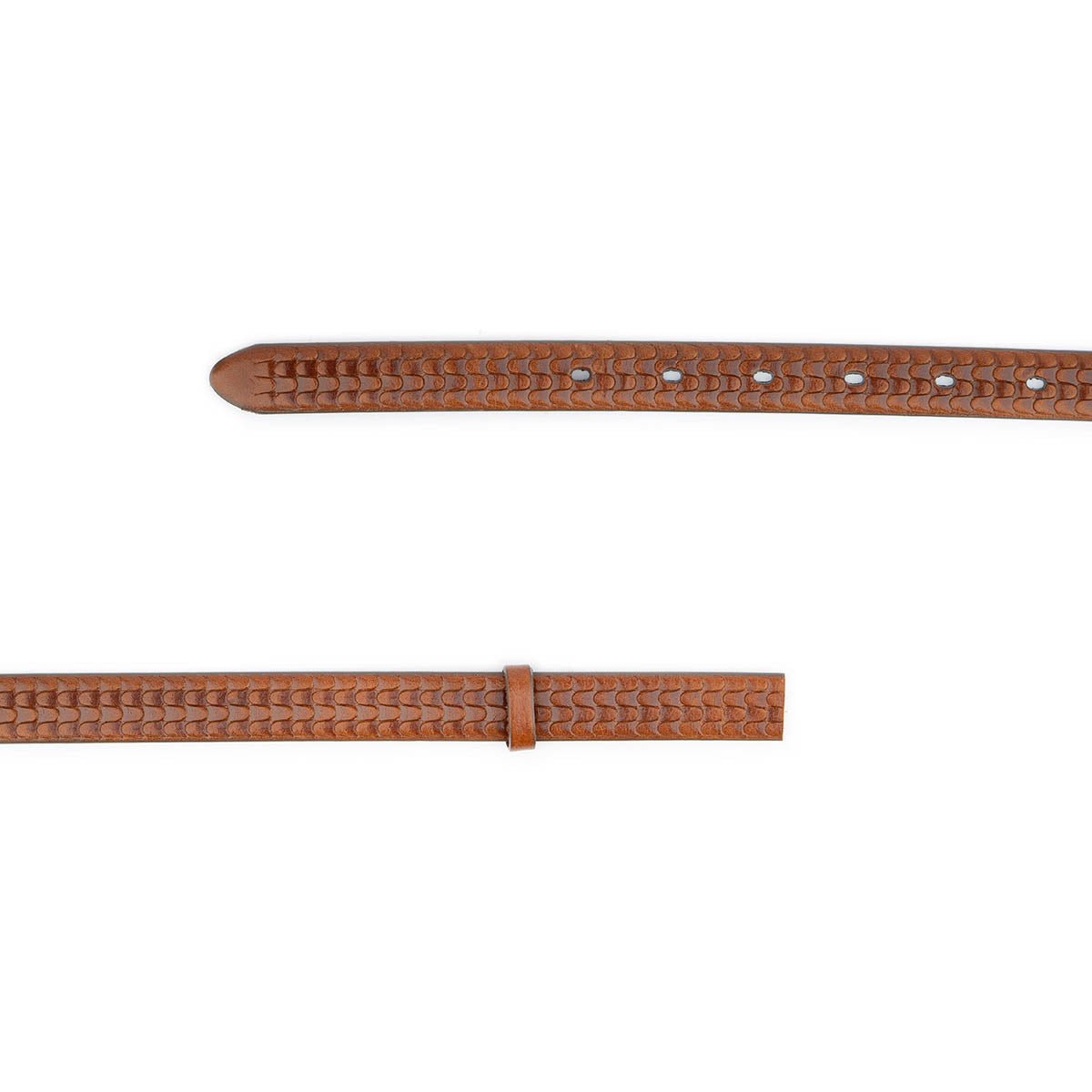 Brown Embossed Leather Women's Thin Belt Strap for Ferragamo Buckle Replacement - Elegant Accessory for Dresses, Jeans & Office Attire
