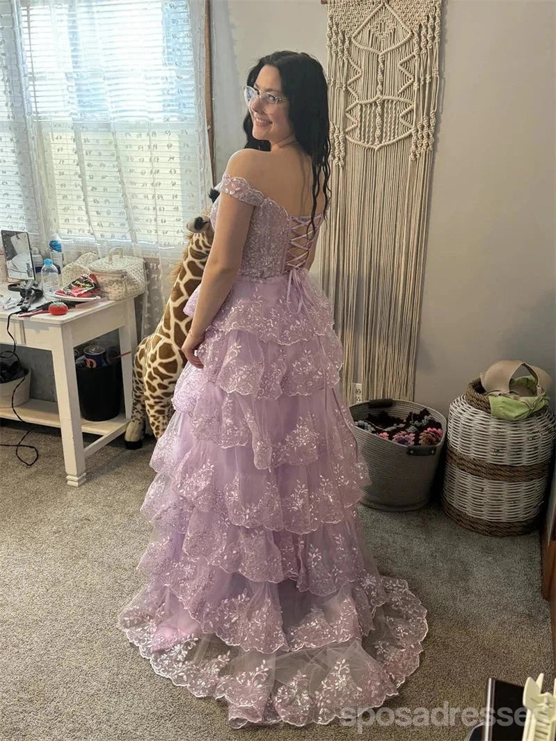 Elegant Light Purple A-Line Off-Shoulder Long Prom Dress for Women | Formal Evening Gown 13733 | Perfect for Homecoming, Wedding Guest, and Special Occasions