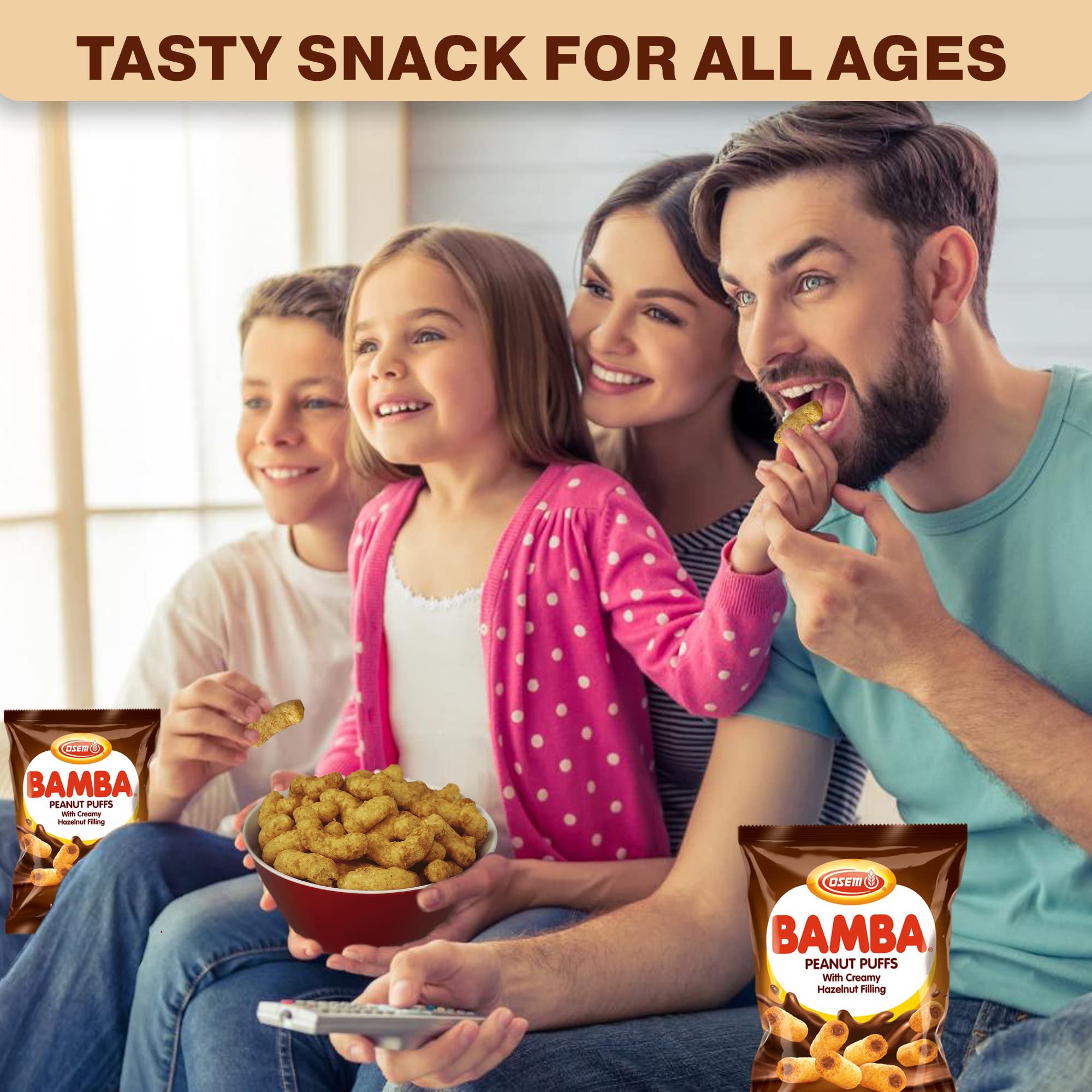 Organic Bamba Hazelnut Cream Peanut Butter Snacks - All Natural PB Corn Puffs, 2.1oz (Pack of 6) | Gluten-Free Kids Snacks for School Lunch, Healthy On-The-Go Treats & Party Favors