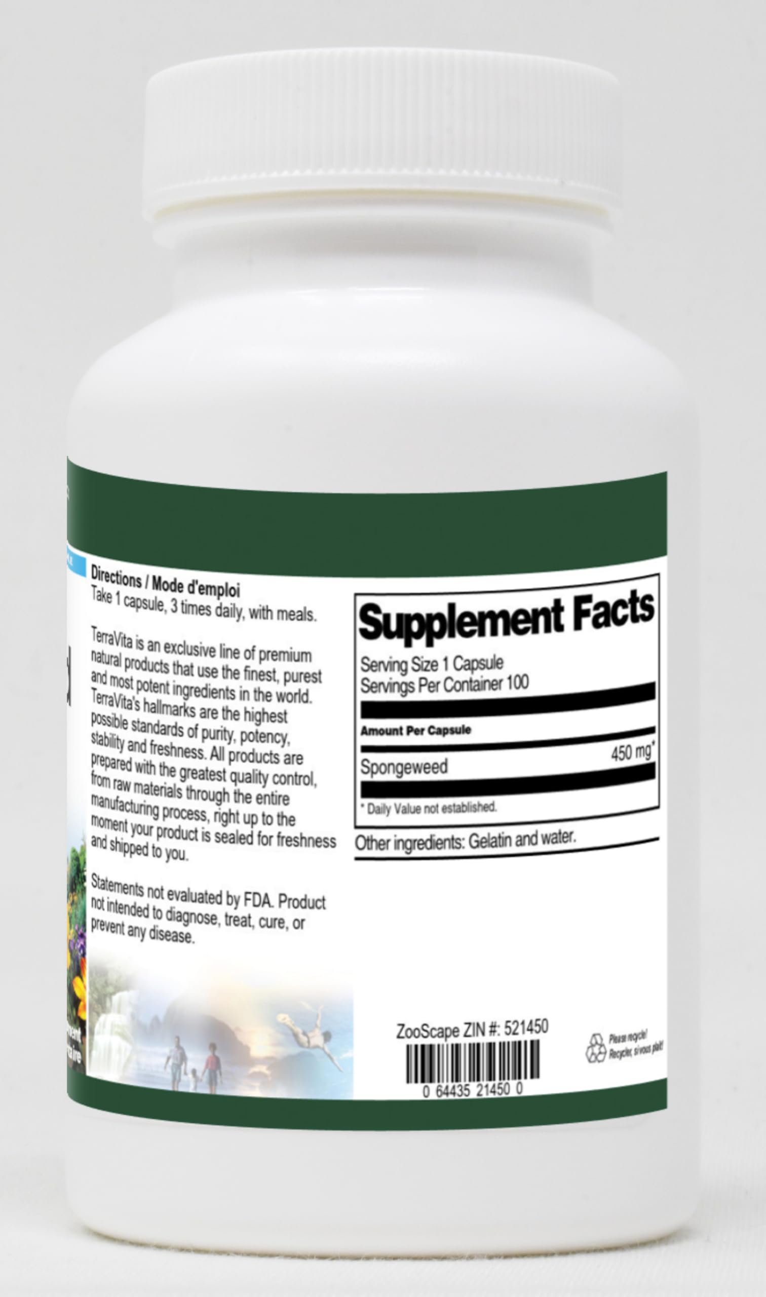 Premium Spongeweed Extract 450mg (100 Capsules per Bottle, 3-Pack) - Natural Herbal Supplement for Stress Relief & Wellness - Perfect for Daily Use, Travel, and On-the-Go Lifestyle