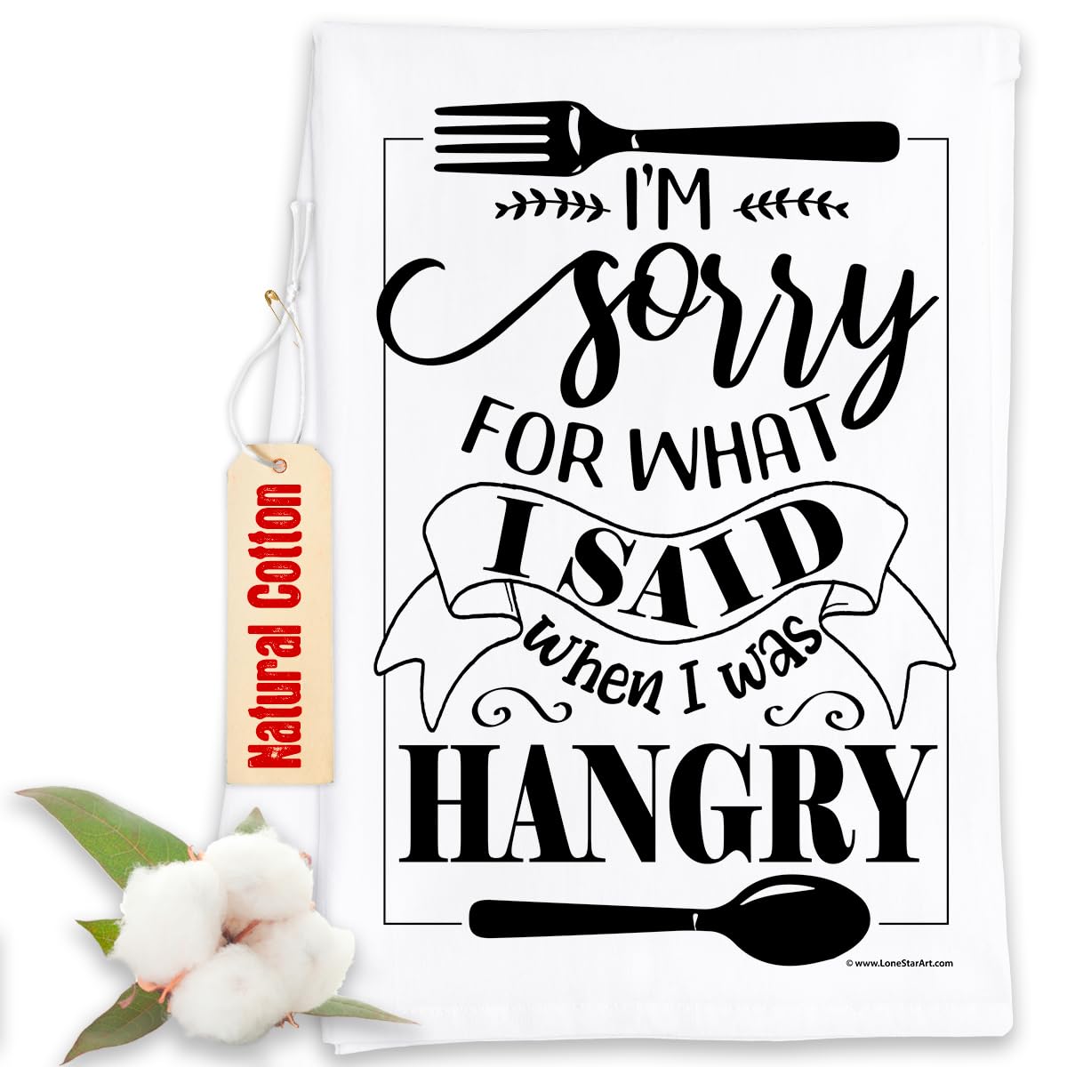 Funny Kitchen Towels with Sayings - 'I'm Sorry for What I Said When I Was Hangry' Humorous Dish Towels - Cute Housewarming Gift for Kitchen - Multi-Use Decorative Towels for Cooking, Cleaning & Gifting