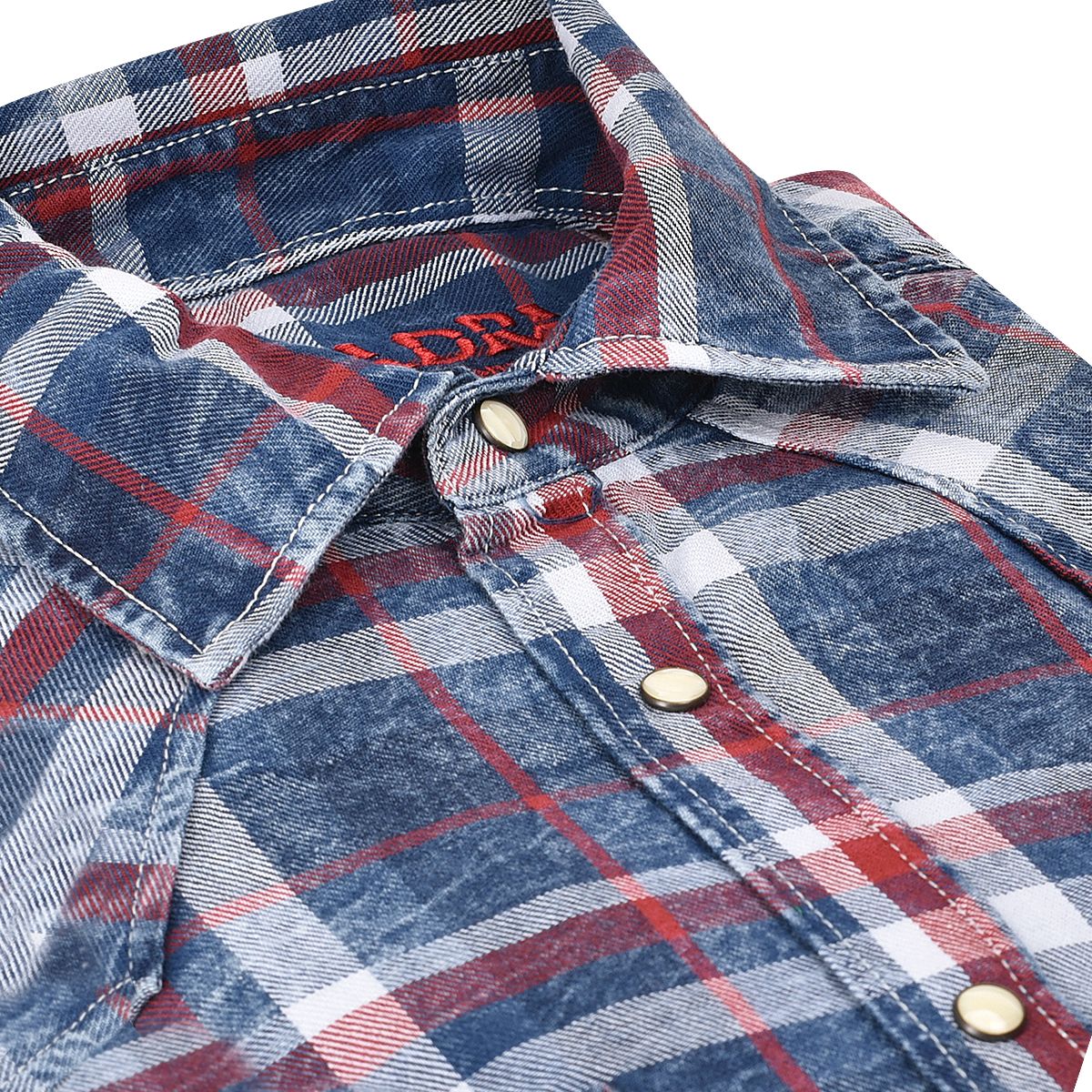 CMRJ450 Men's Navy & Red Cotton Cowboy Shirt - Western Style Fashion Top for Rodeo, Country Music Concerts & Casual Wear