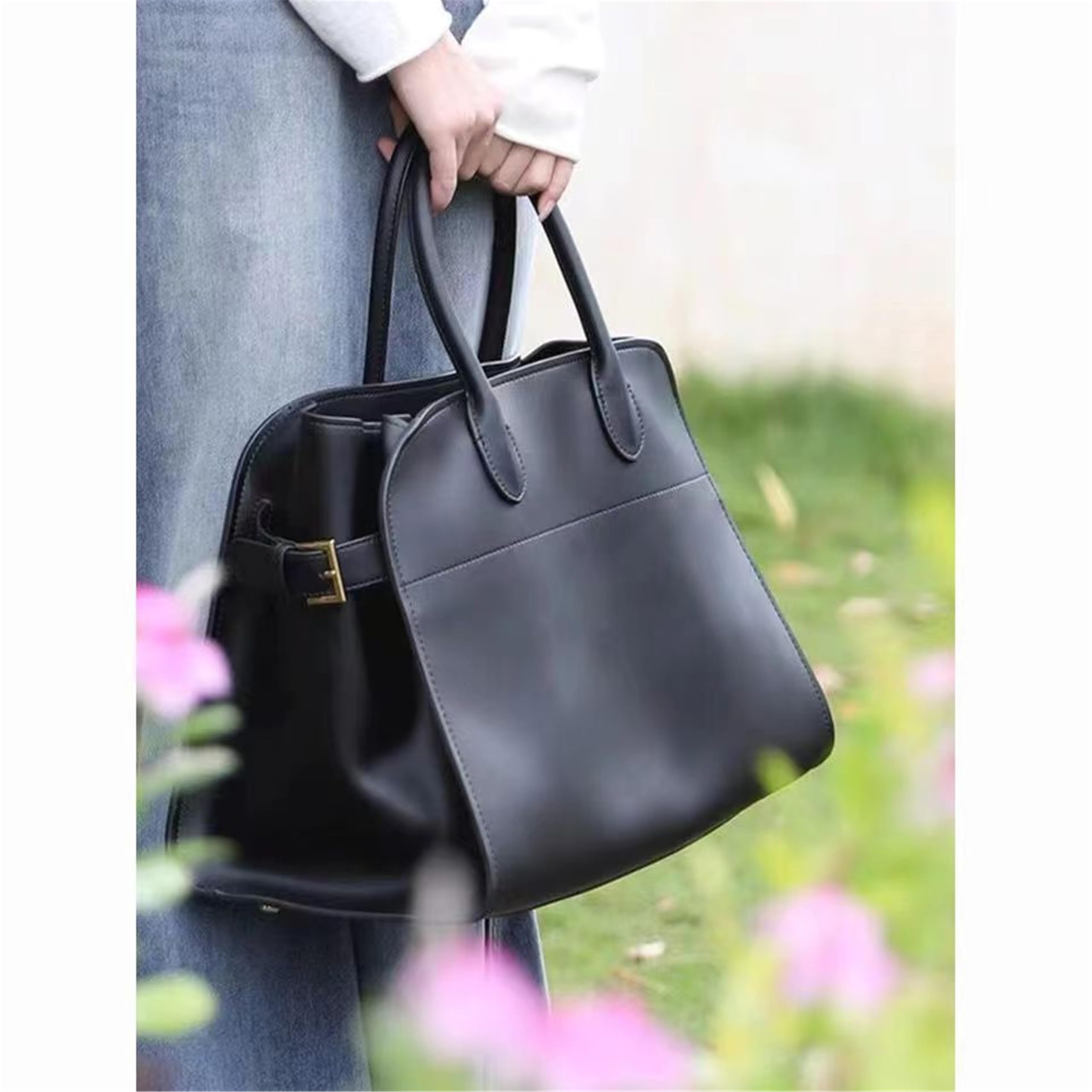 Genuine Leather Tote Bag for Women - Retro Shoulder Handbag Shopper Bag (Brown) | Perfect for Work, Travel & Everyday Use