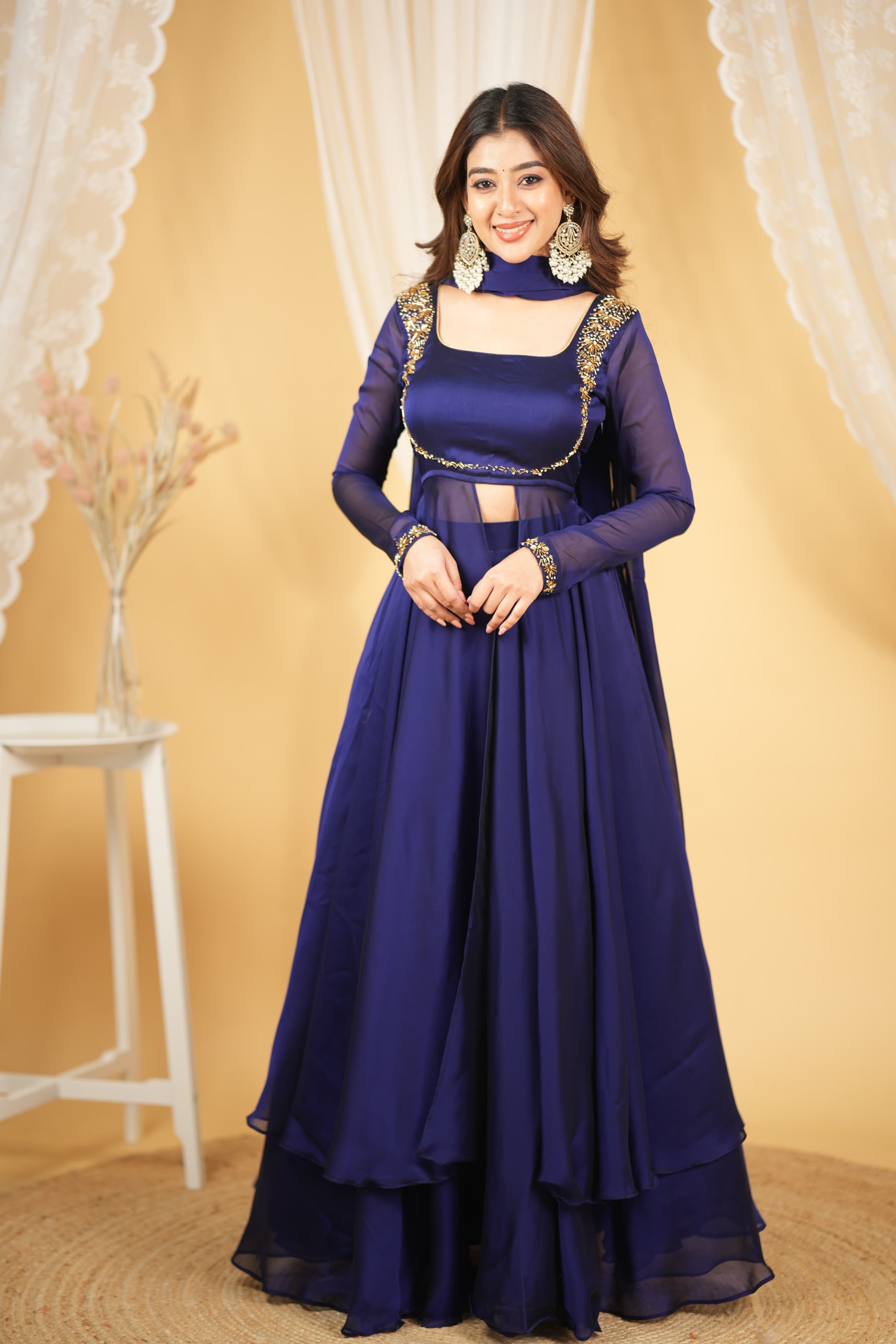 DD692 Manisha Series 2 Premium Designer Slit Anarkali with Skirt - Elegant Indian Ethnic Dress for Weddings, Parties & Festive Occasions