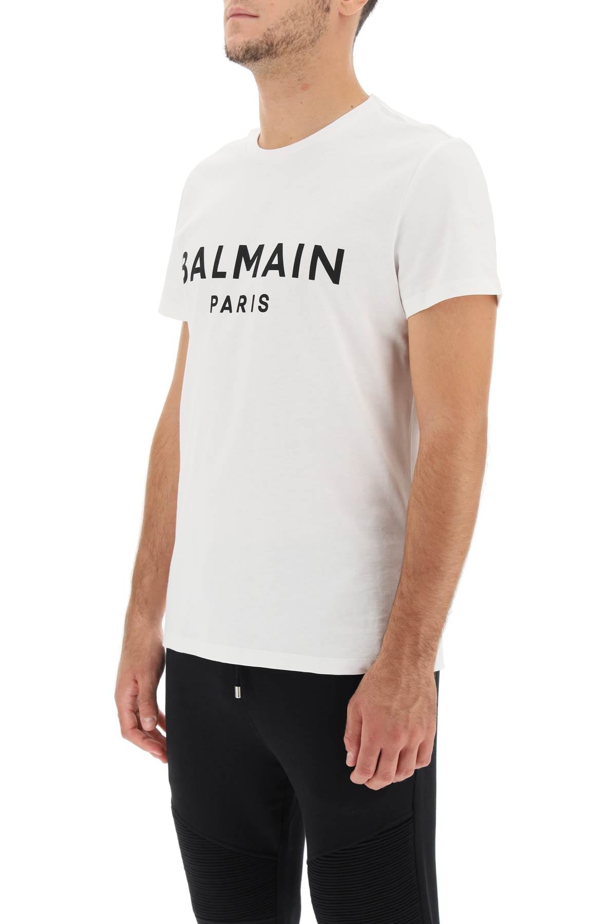 Balmain Logo T-Shirt for Men - Luxury Cotton Crewneck Tee with Embroidered Logo | Perfect for Casual Wear, Street Style & Everyday Outfits