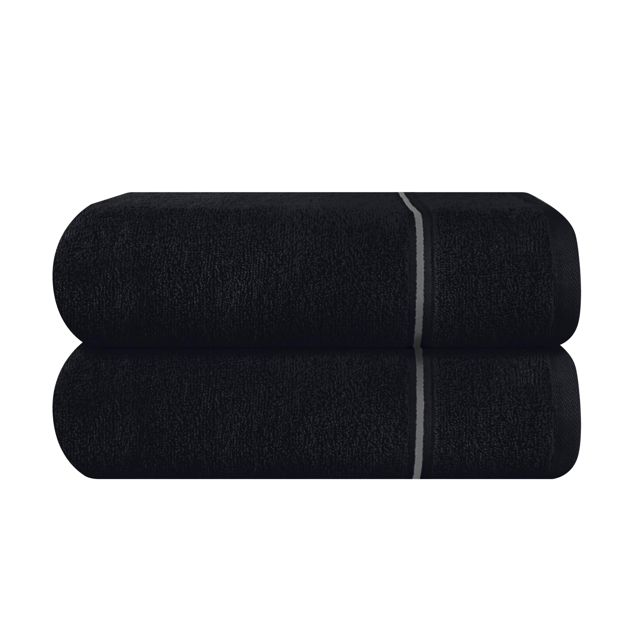 Premium 2-Pack Cotton Oversized Bath Towels 28x55 Inches - Ultra Absorbent, Quick Dry & Lightweight Large Towels for Bath, Spa, Gym, Travel, Camping & Pool Use - Soft Luxury Black Bath Towel Set