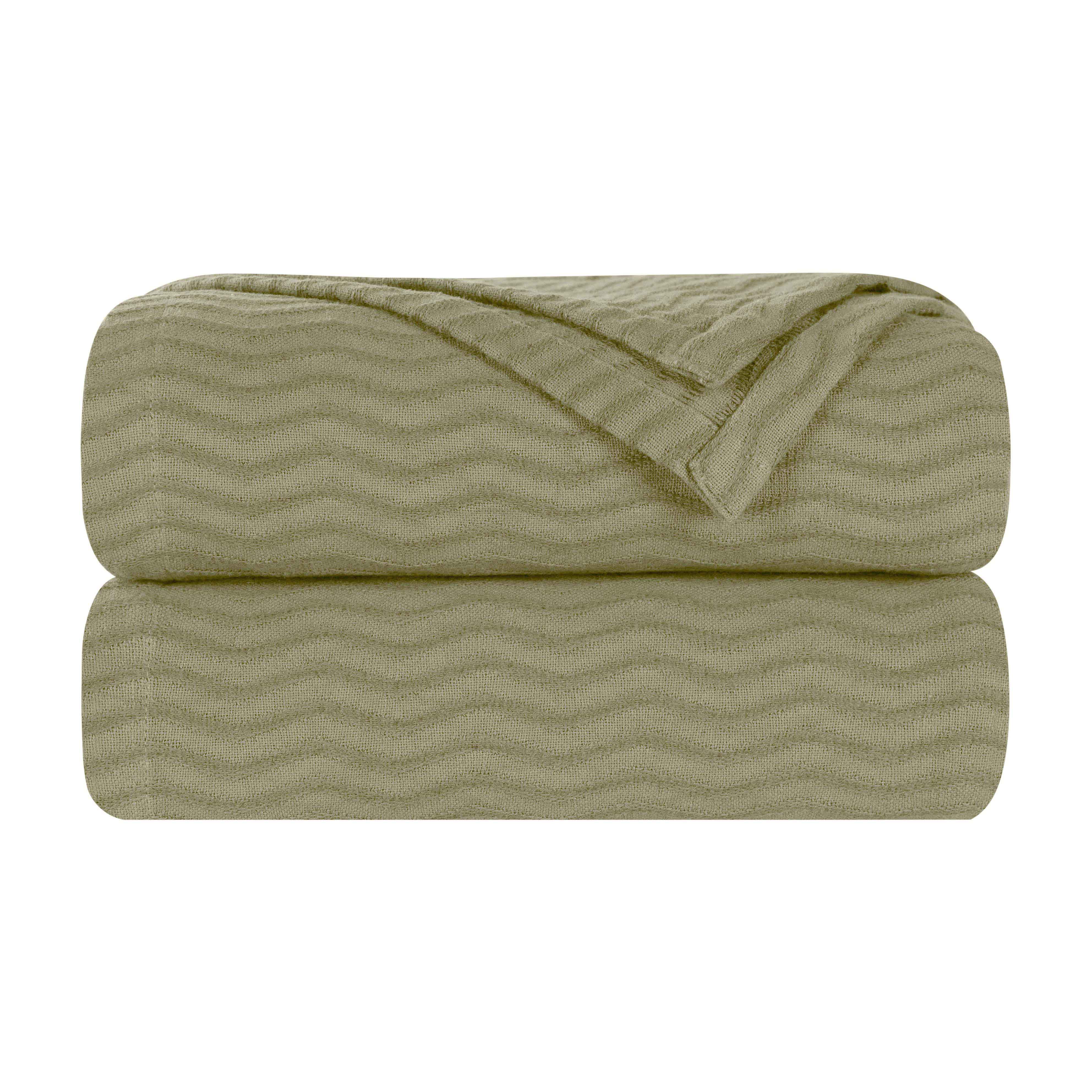 Jena Cotton Textured Chevron Lightweight Woven Blanket - Soft & Breathable Throw for Sofa, Bed & Outdoor Use - Cozy Home Decor & Picnic Essential