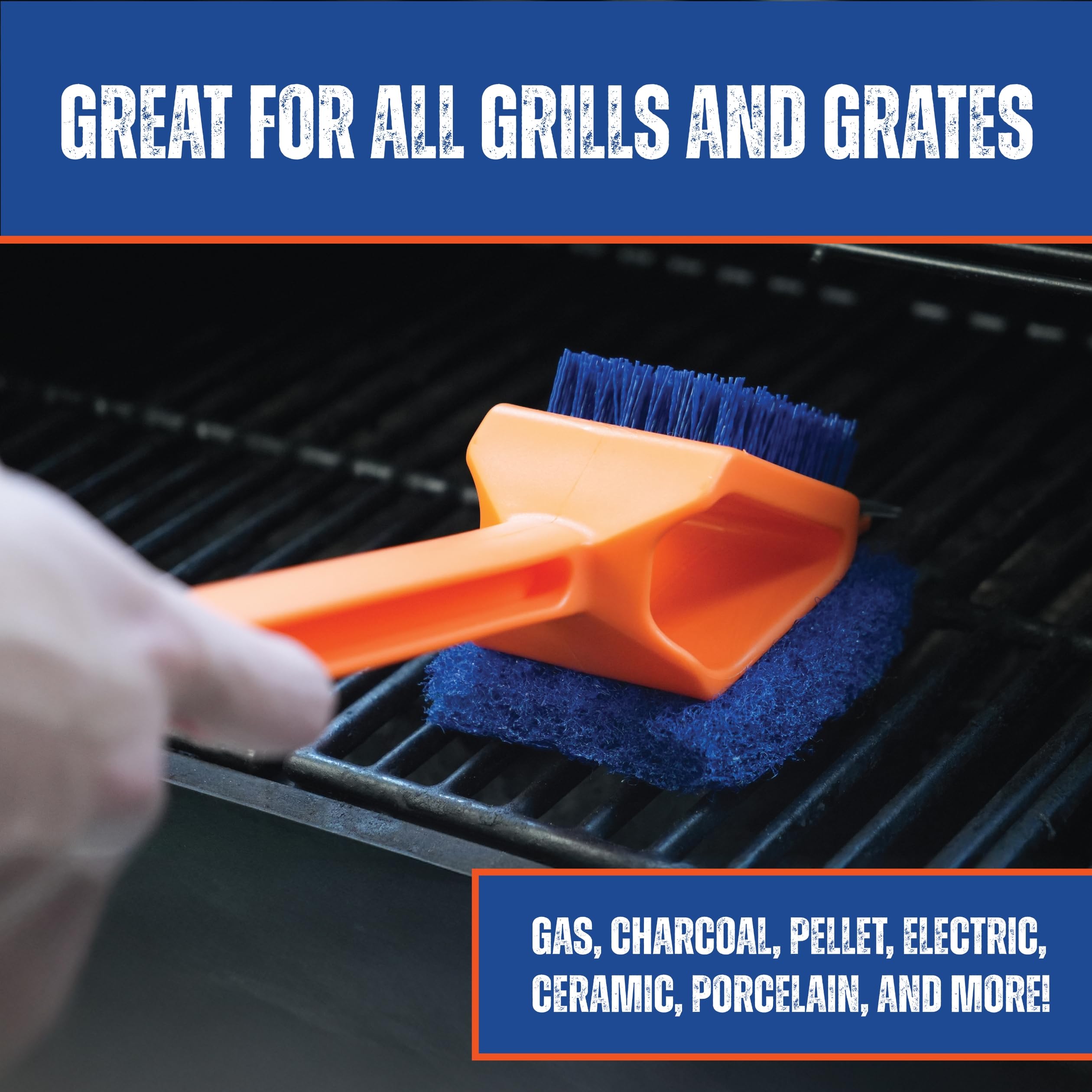 **CitruSafe 3-in-1 Nylon Grill Brush with Scraper & Scrubber – Non-Metal Bristles – Safe BBQ Grill Cleaner for Outdoor Grilling – Made in USA – Perfect for Backyard BBQs, Camping & Picnics**