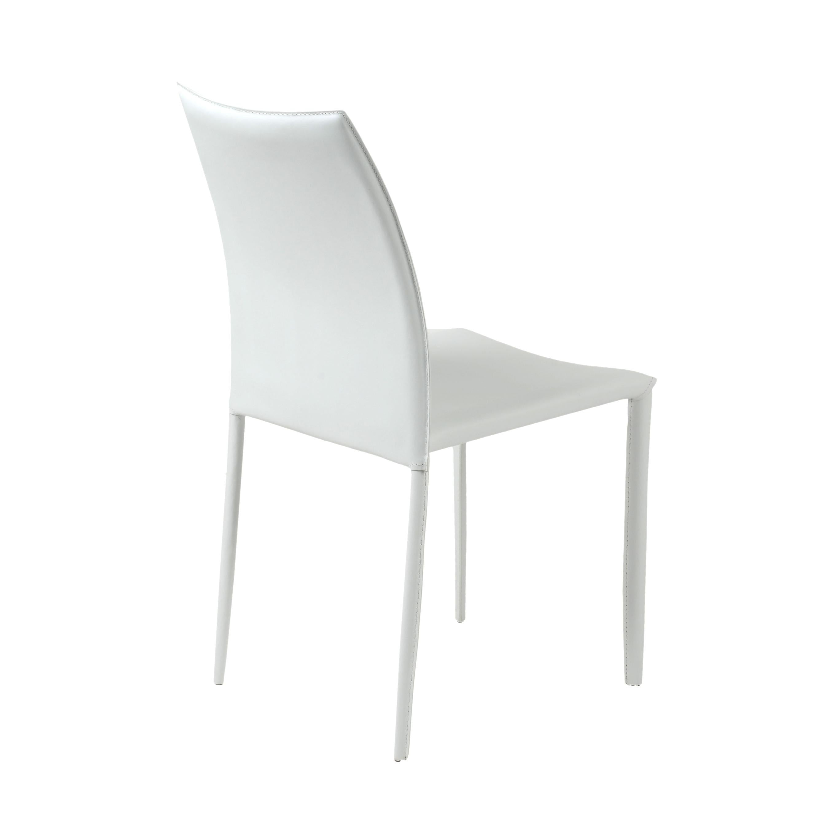 Euro Style Dalia Stacking Side Leather Chairs - Set of 2, Modern Stackable Dining Chairs for Small Spaces, Kitchen, Office or Outdoor Use