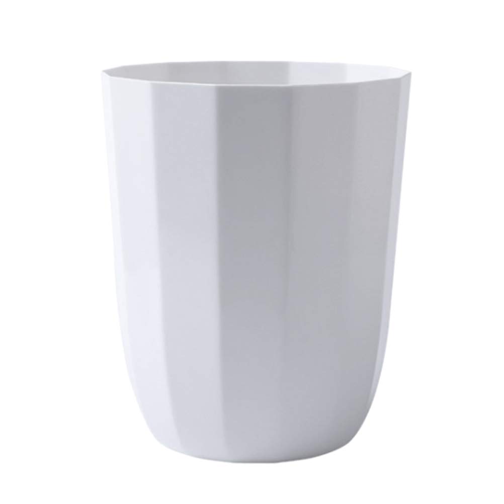 DOITOOL 1pc White Plastic Trash Can for Bathroom, Bedroom, Kitchen - Household Open Trash Basket with Lid | Perfect for Home, Office & Dorm Organization