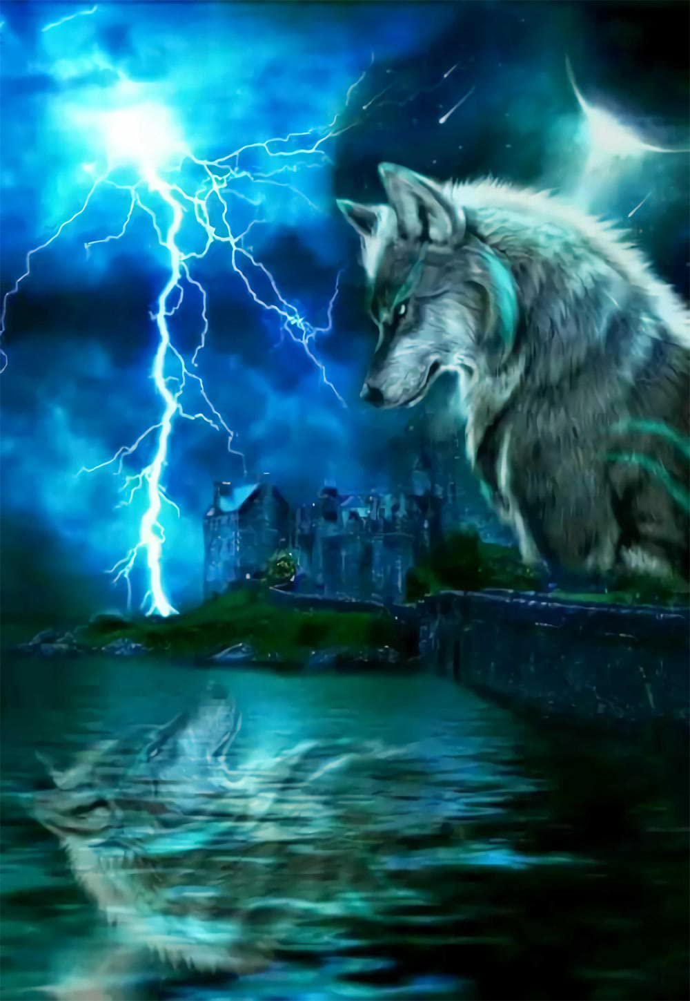 1000-Piece Wooden Jigsaw Puzzle - Lightning Wolf Design - Unique Home Decor & Gift for Adults - Perfect for Family Game Nights, Stress Relief & Wall Art Display