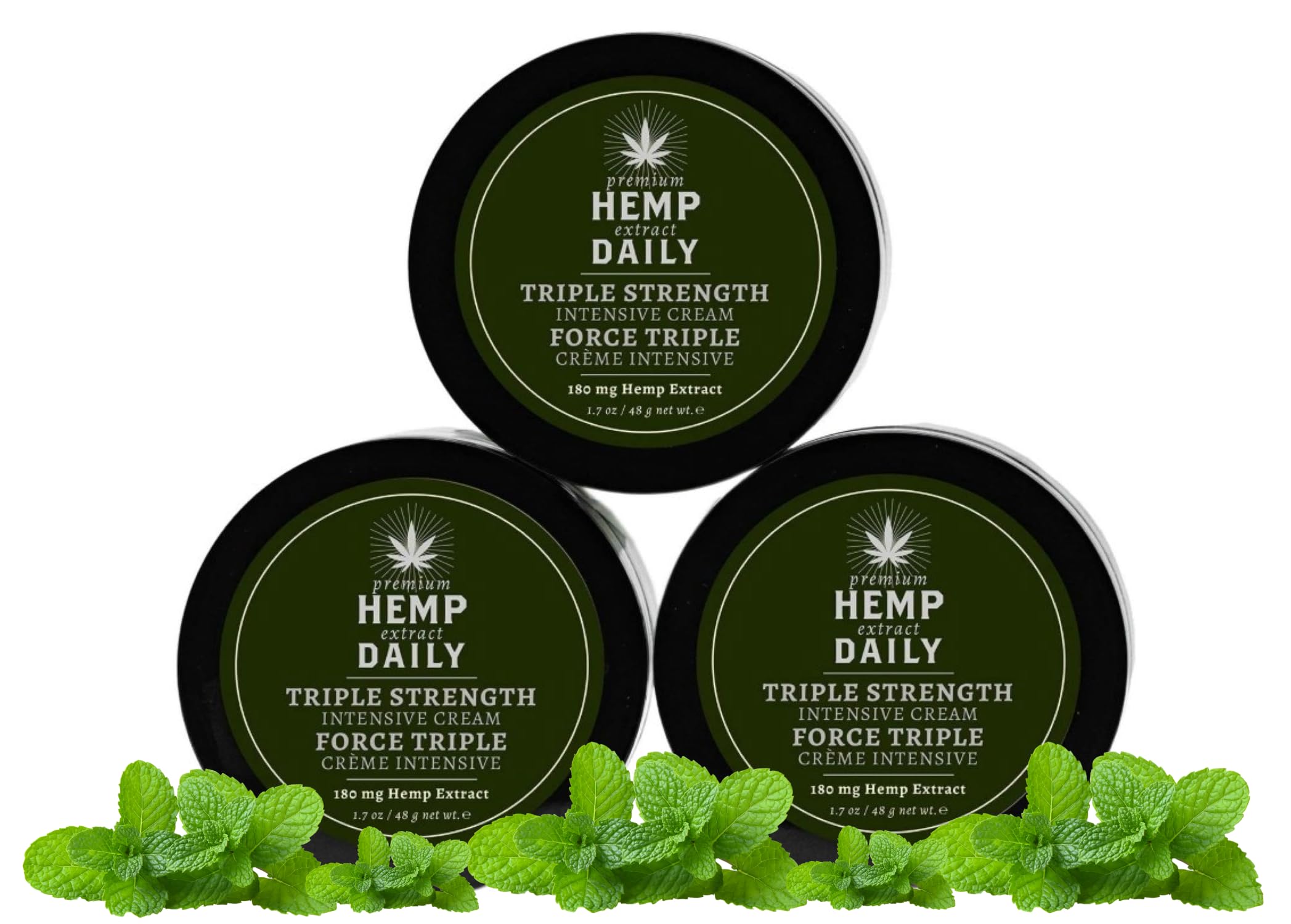 Earthly Body Triple Strength Intensive Cream - Organic Pain Relief for Muscles, Knees, Joints, Back, Neck & Shoulders - 1.7oz (3-Pack, Original Mint) - Perfect for Post-Workout Recovery & Arthritis Comfort