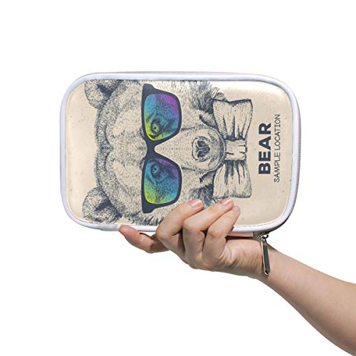 Bear Glasses Gray Multi-Function Pen Pouch - Zippered Stationery Organizer for Pencils, Pens & Accessories - Perfect for School, Office & Travel Organization